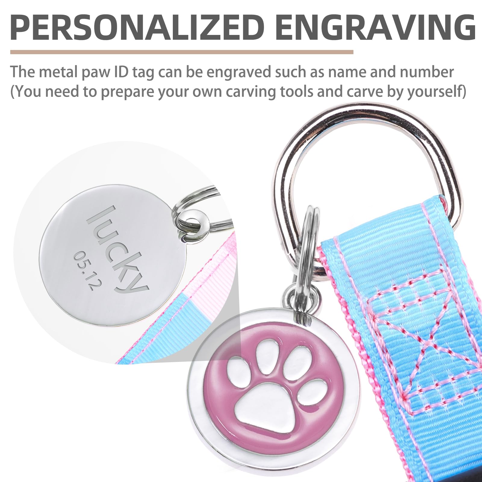 Pupteck No Pull Dog Harness Soft Adjustable Basic Nylon Step In Puppy Vest Outdoor Walking With Id Tag, Striped Pink, M