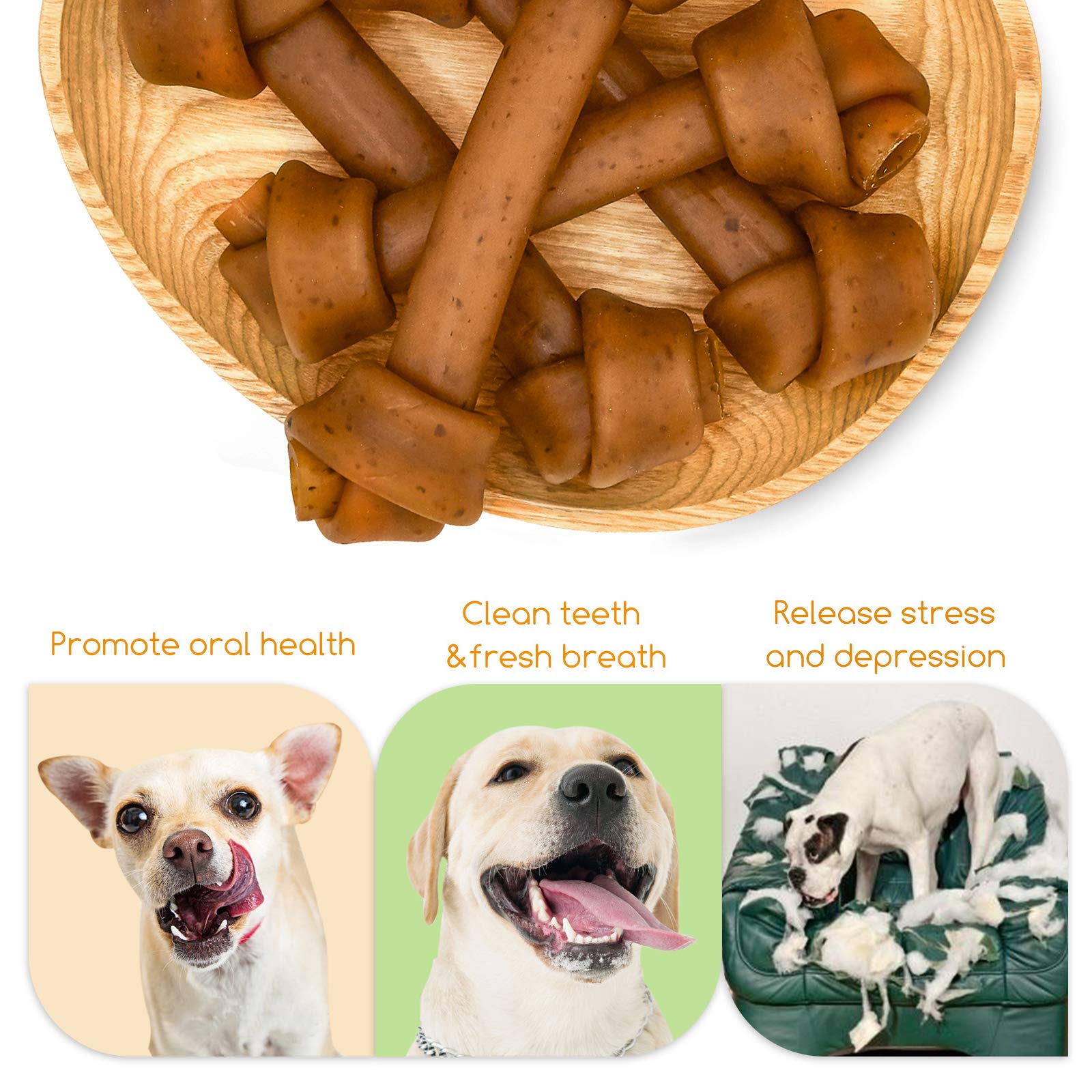 Jungle Calling Rawhide Free Dog Treats, Peanut Butter Bones, 6.5 Pet Chews for Medium and Large Dogs,Digestible Chewing Snacks