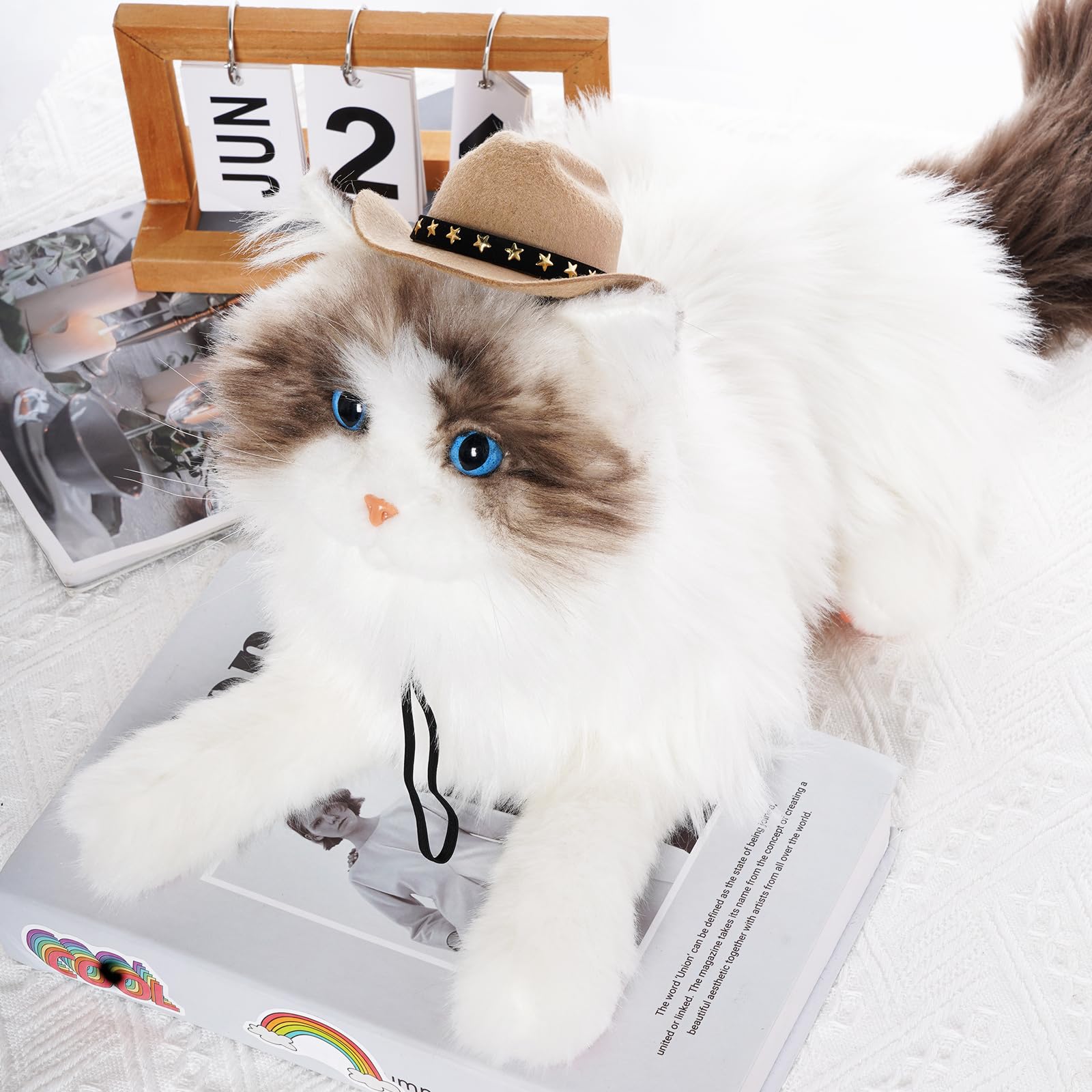 Choyaxo Pet Cowboy Costume Cosplay Cap Halloween Costumes For Dogs Cat Pet Party Decoration Mini Cowboy Hat (Khaki, Small)