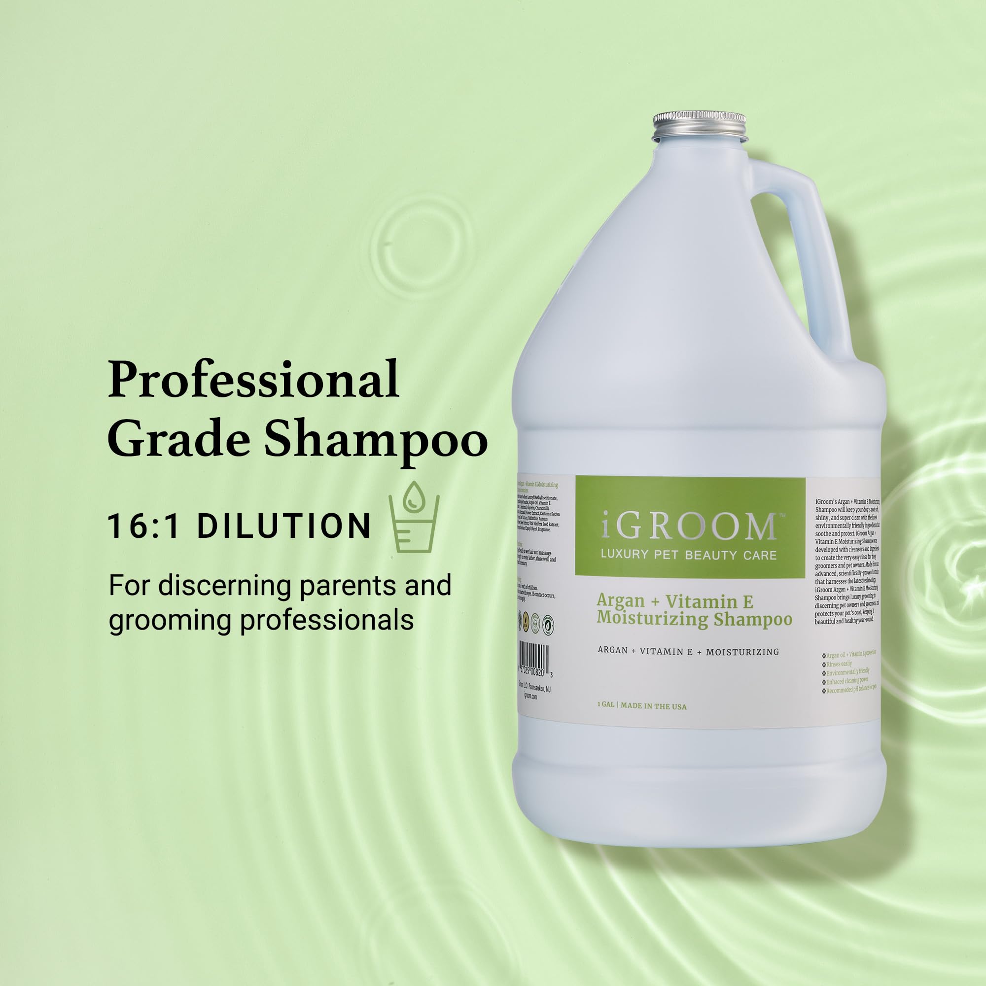 Igroom Argan+Vitamin E Dog Shampoo, Groom Like A Professional, Enhanced Cleaning Power, Reccommended Ph Balance, Made In Usa, 16