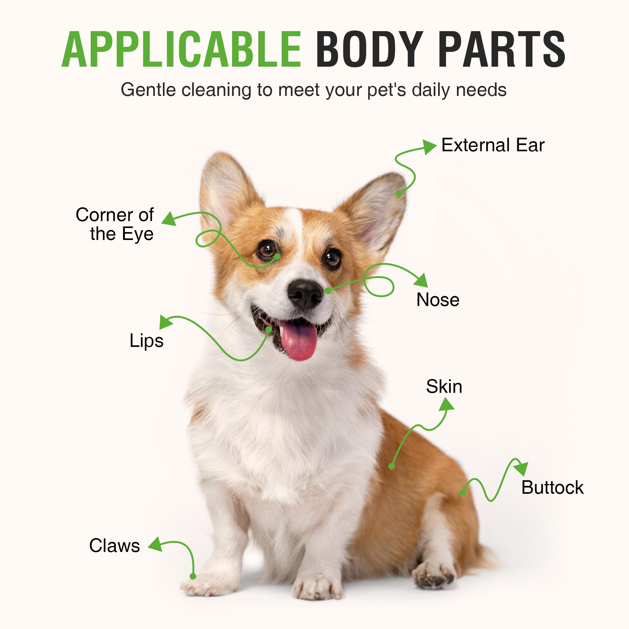Pet Wipes For Dogs And Cats, Dog Wipes For Paws And Butt, Cat Wipes Cleaning Fur And Butt, Fragrance-Free, Alcohol-Free, Natural