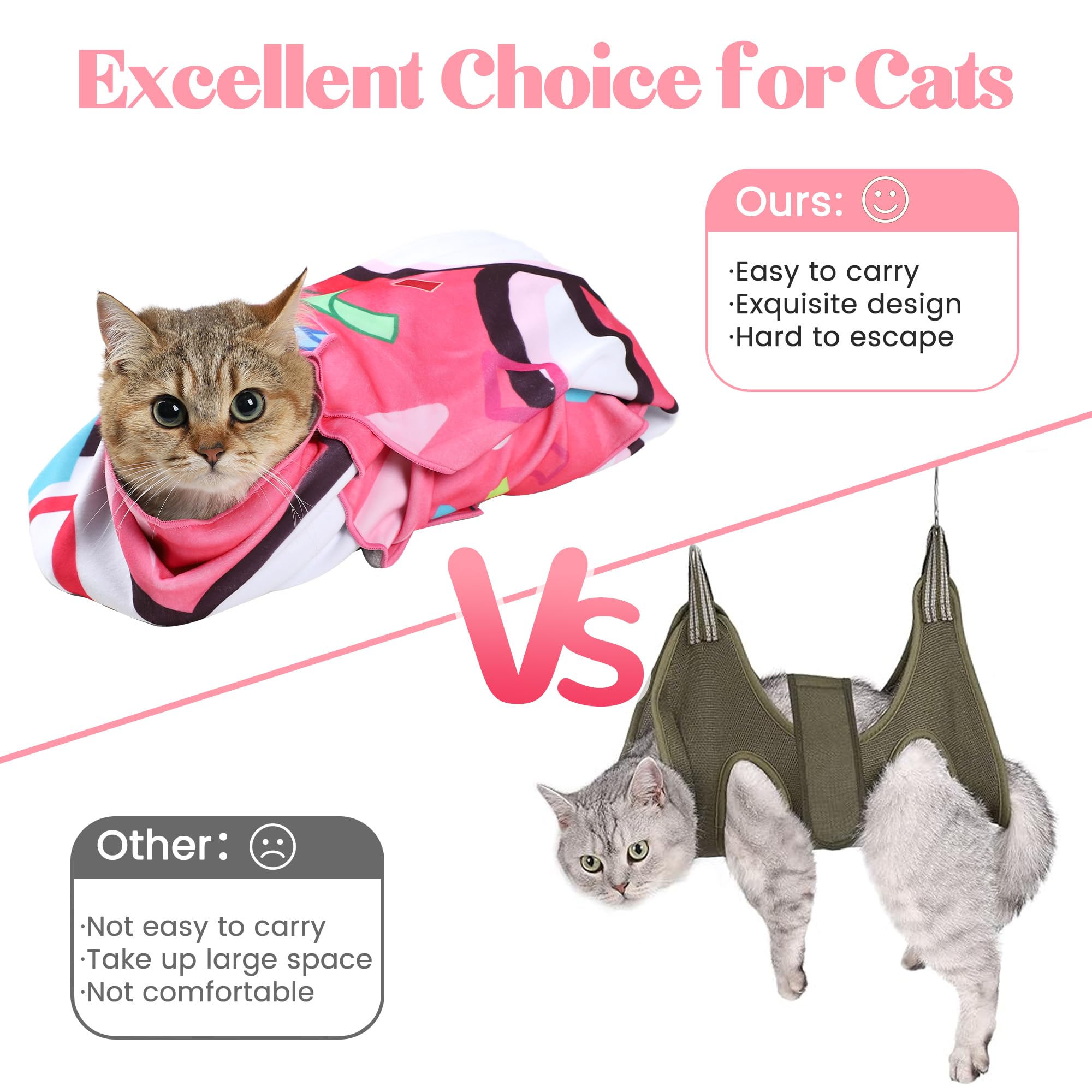 Poochies Sprouts 35.4' Cat Wrap For Cutting Nails, Cat Restraint For Nail Clipping, Cat Swaddle Wrap For Adult Cats, Cat Burrit