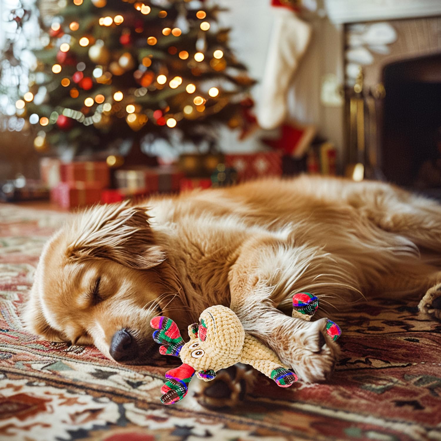 Chongqile Squeaky Christmas Reindeer Dog Toys, Interactive Plush Dog Toys For Small And Medium Dogs, Suitable For Trainning And