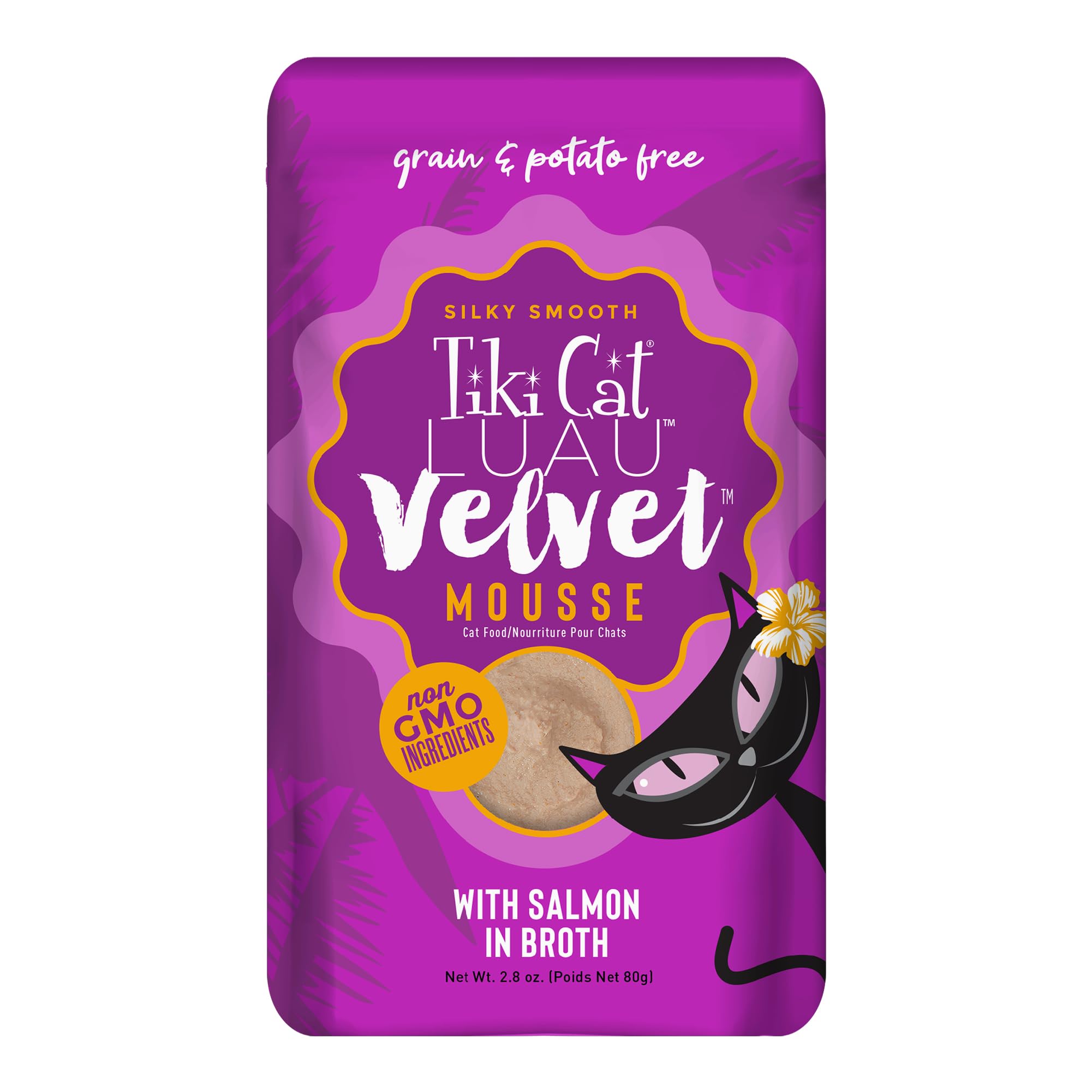 Tiki Cat Luau Velvet Mousse, Salmon in Broth, Complete Nutrition for Balanced Diet, Wet Cat Food For All Life Stages, 2.8 oz. Po