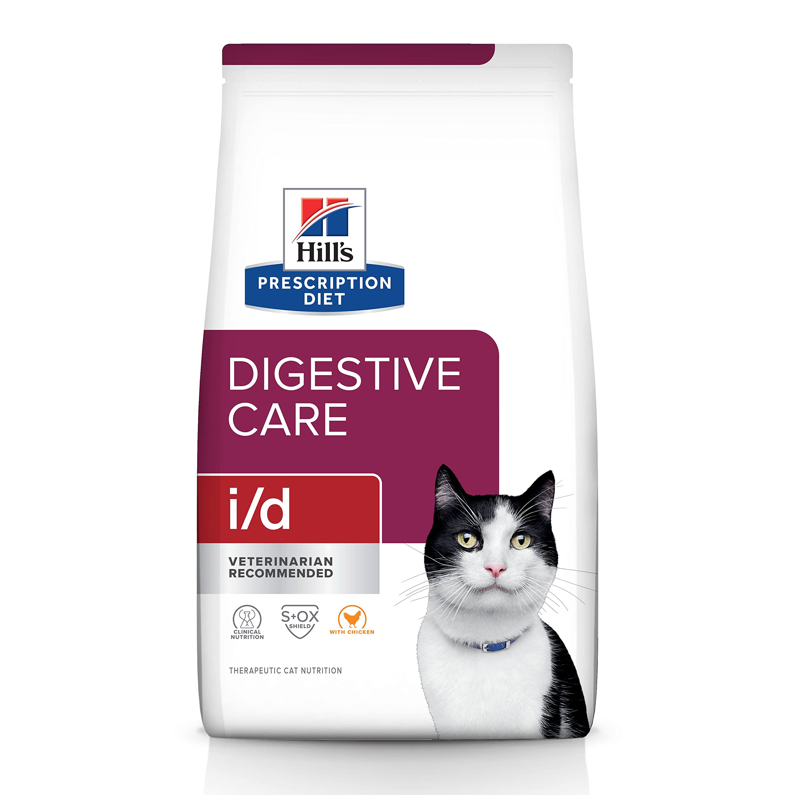 Hills Prescription Diet i/d Digestive Care Chicken Flavor Dry Cat Food, Veterinary Diet, 4 lb. Bag