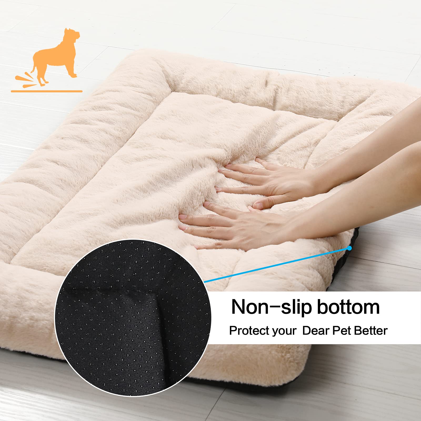 Dog Beds Crate Pad For Medium Dogs Fit Metal Dog Crates,Ultra Soft Dog Crate Bed Washable & Anti-Slip Kennel Pad For Dogs Cozy Sleeping Mat,Cream 30Inch