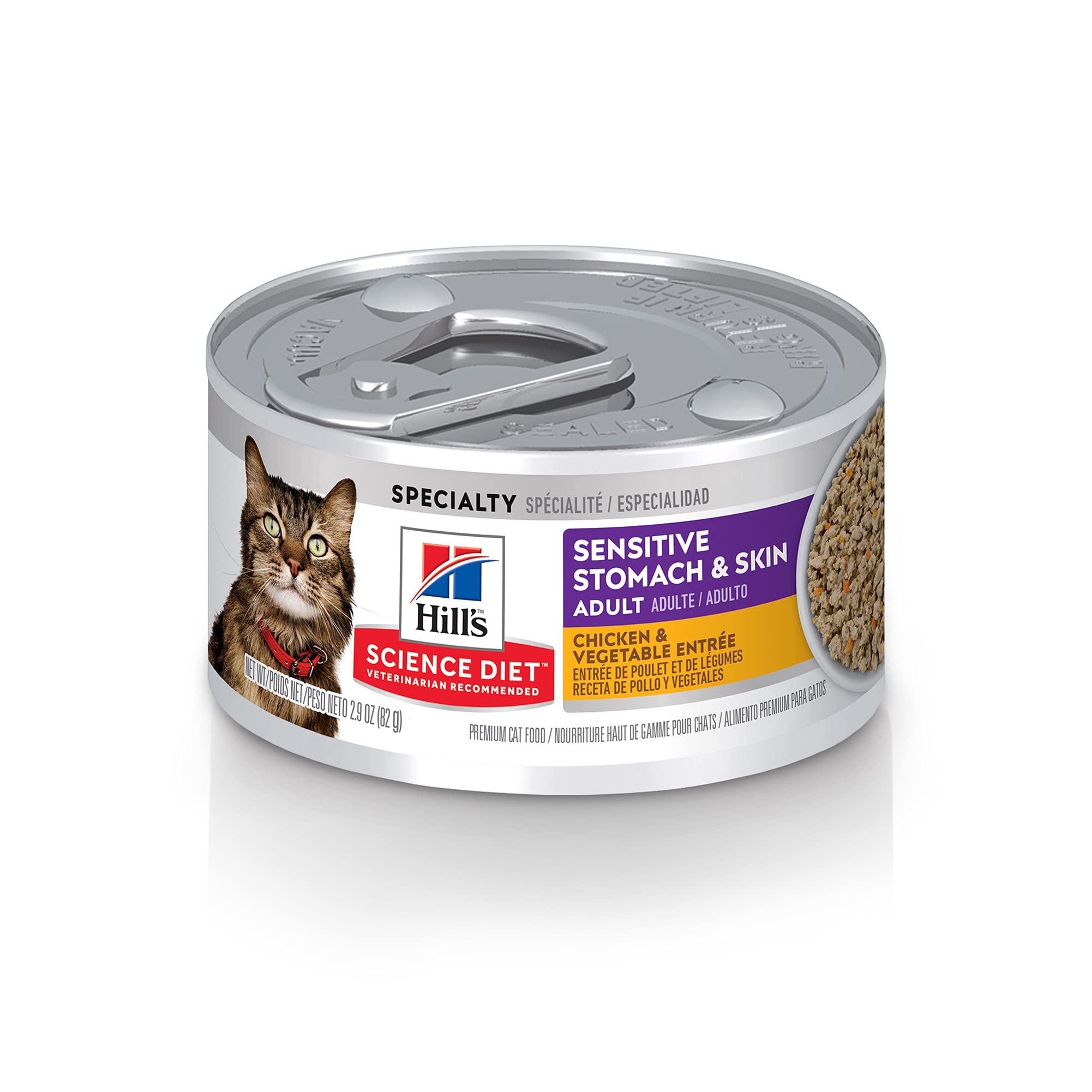 Hills Science Diet Sensitive Stomach & Skin, Adult 1-6, Stomach & Skin Sensitivity Support, Wet Cat Food, Chicken & Vegetables 