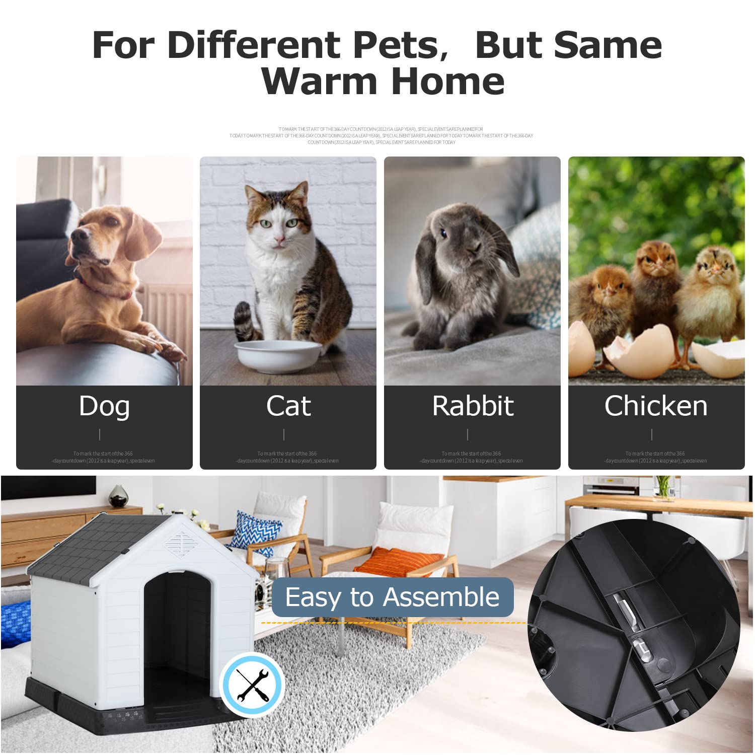 Bestpet 28Inch Large Dog House Insulated Kennel Durable Plastic Dog House For Small Medium Large Dogs Indoor Outdoor Weather & W