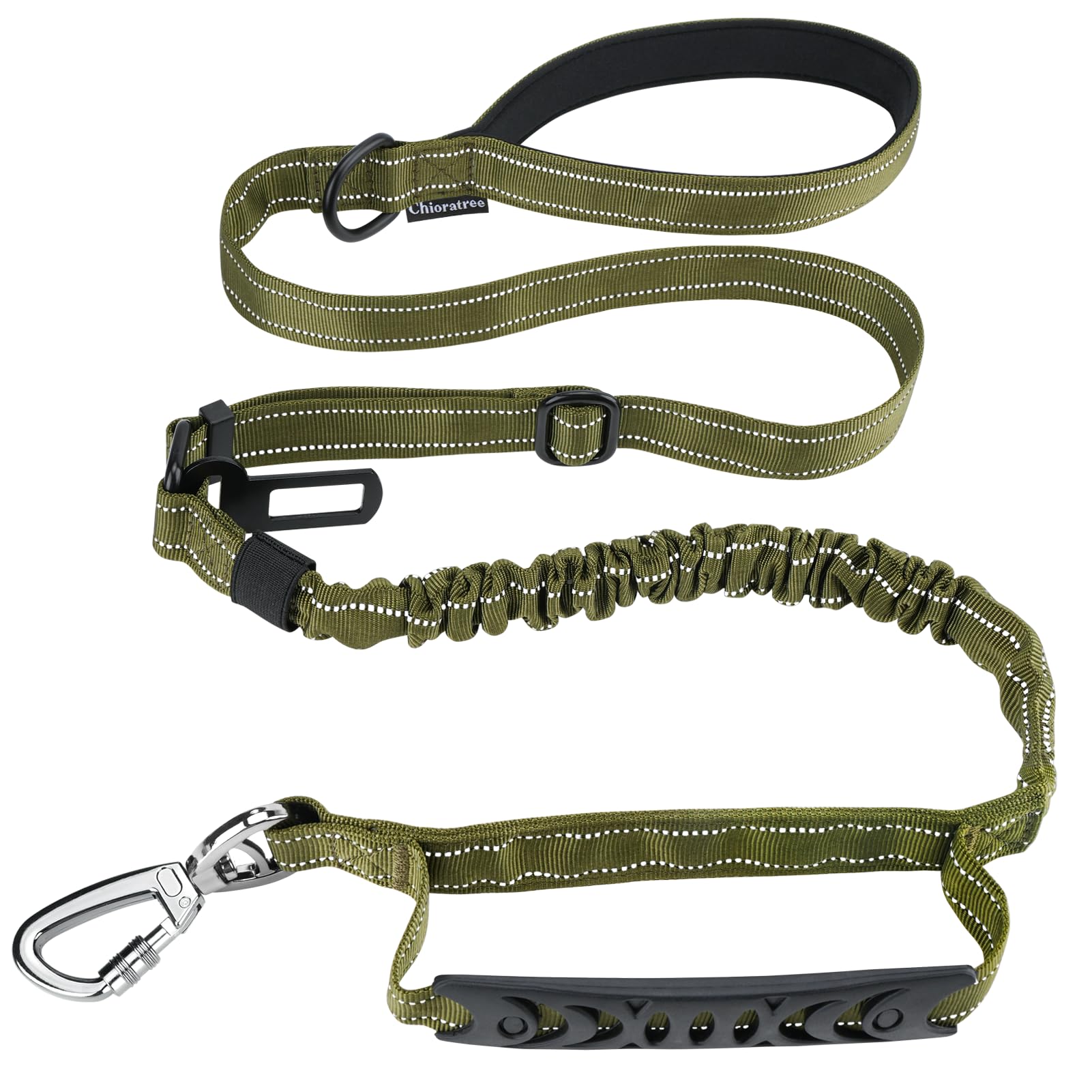 Chioratree Tactical Dog Leash Heavy Duty, 4-6FT Shock Absorbing Bungee Dog Leash, Strong No Pull Military Dog Leash with 2 Contr