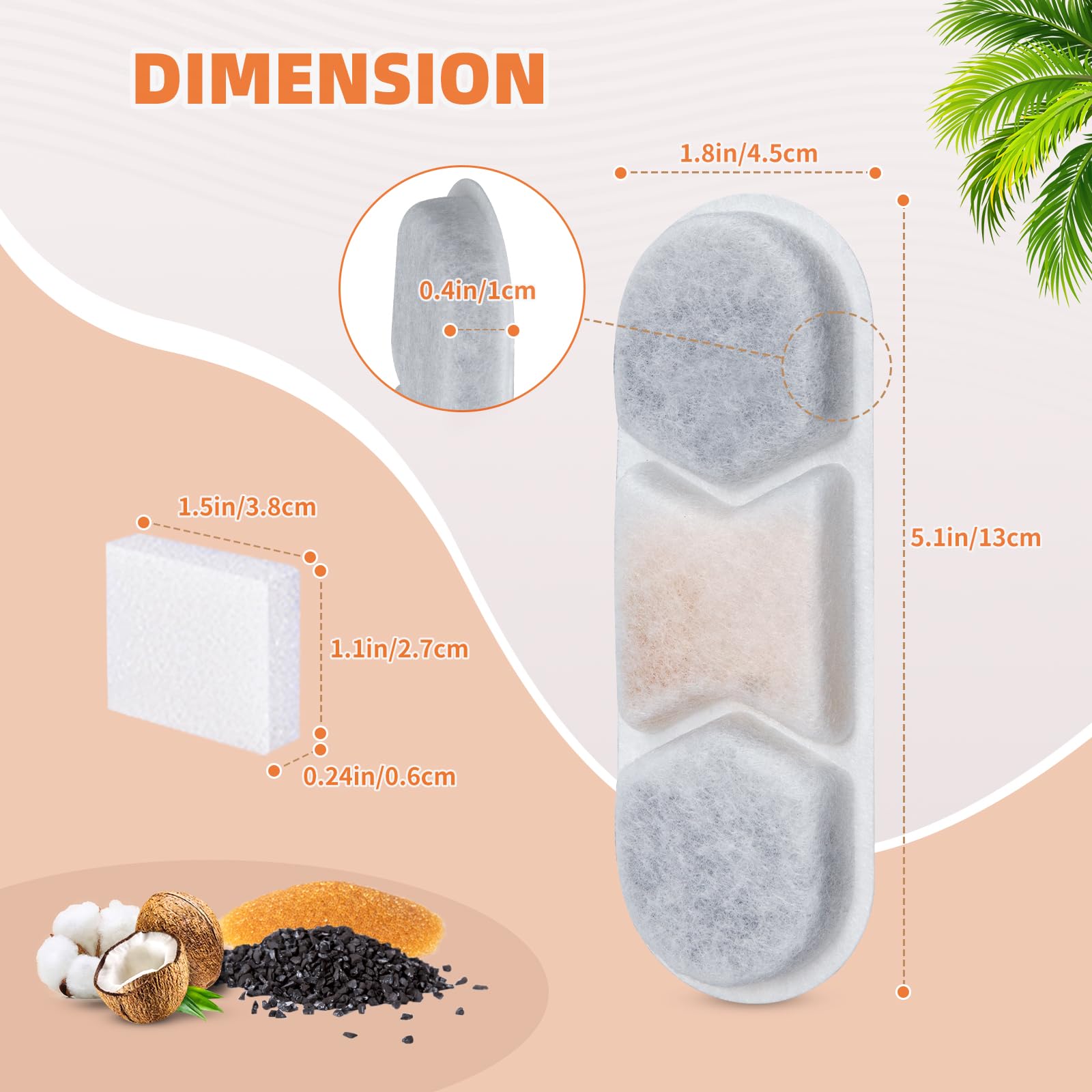 8 Pack Dog Fountain Filter Replacement For Zuqqony 12L/3.2Gal Stainless Steel Large Dog Water Fountain, Dysj01 Dog Water Bowl Di