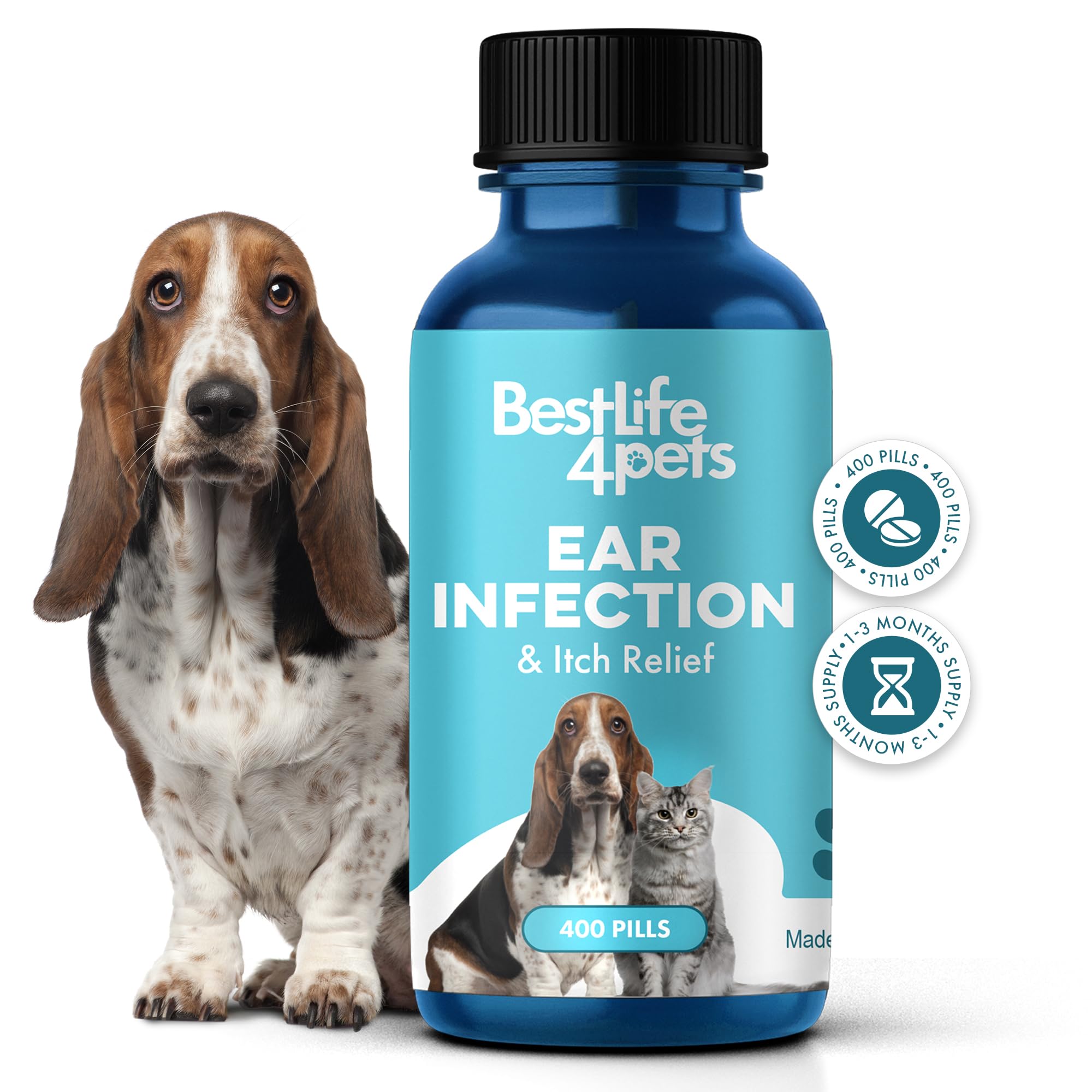 Itch Relief and Ear Infection Treatment for Dogs & Cats, Natural Ear Mites Treatment for Cats and Dogs Soothes Itchy Ears, Reduc