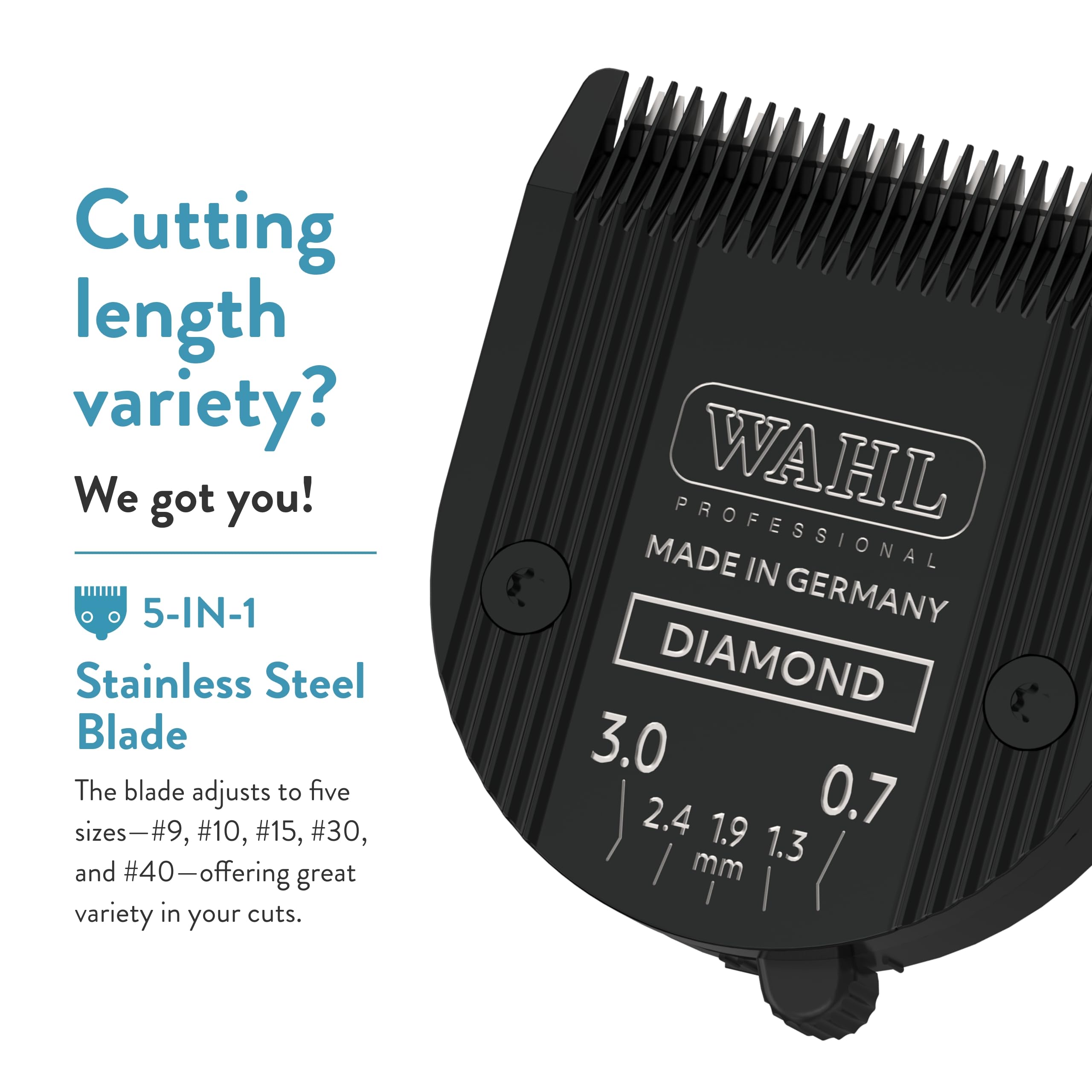Wahl Professional Animal 5-In-1 Diamond Blade Arco, 5 Style Groom, Bravura, Chromado, Creativa, Figura, And Motion Pet, Dog, And Horse Clippers (41854-7526)
