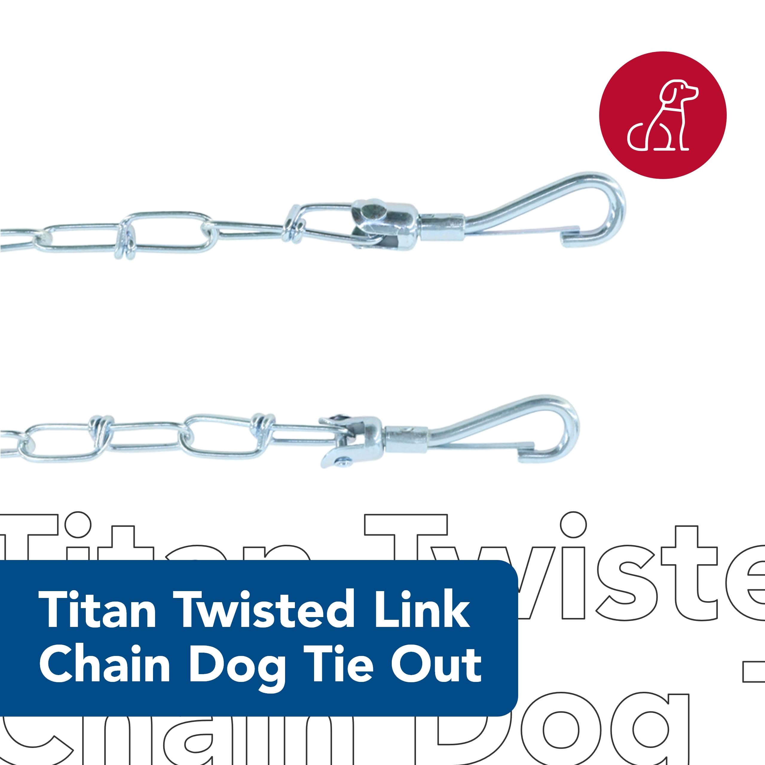 Coastal Pet Titan Twisted Link Chain Dog Tie Out - Dog Chains for Outside - Weather-Resistant Dog Tie Out Cable for Dogs up to 5