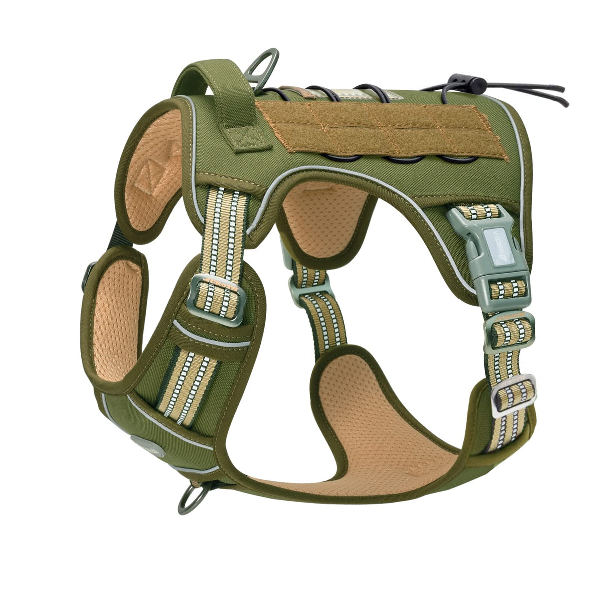 Auroth Tactical Dog Harness For Small Medium Large Dogs No Pull Adjustable Pet Harness Reflective K9 Working Training Easy Control Pet Vest Military Service Dog Harnesses M, Green