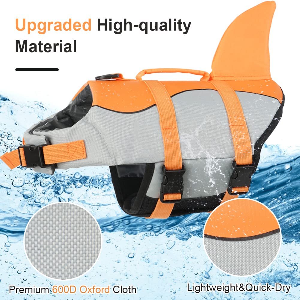 Emust Dog Life Jacket, Ripstop Dog Lifesaver Vests With Rescue Handle For Small Medium And Large Dogs, Pet Safety Swimsuit Prese