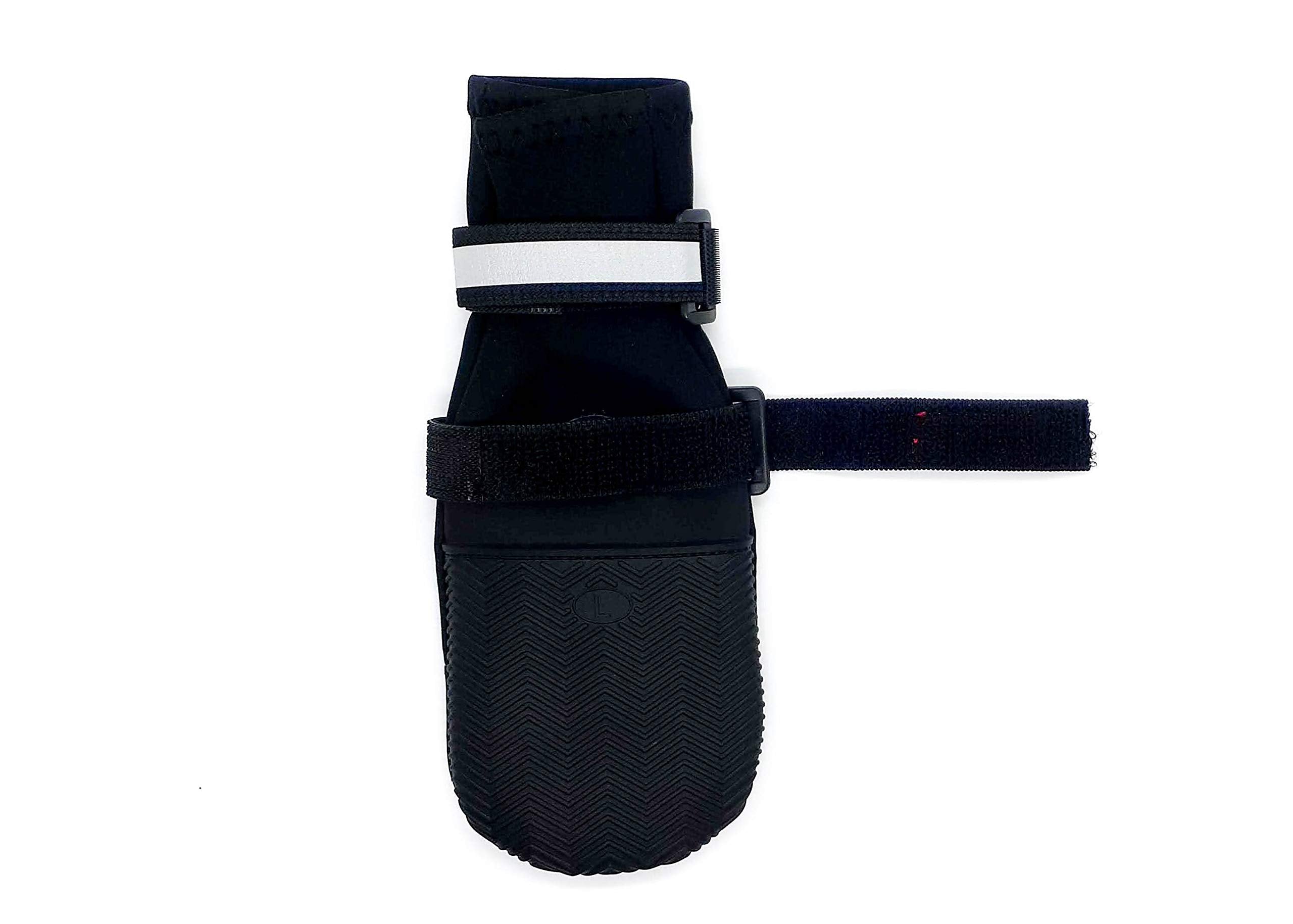 All Weather Neoprene Paw Protector Dog Boots With Reflective Straps In 5 Sizes! (Black Large)