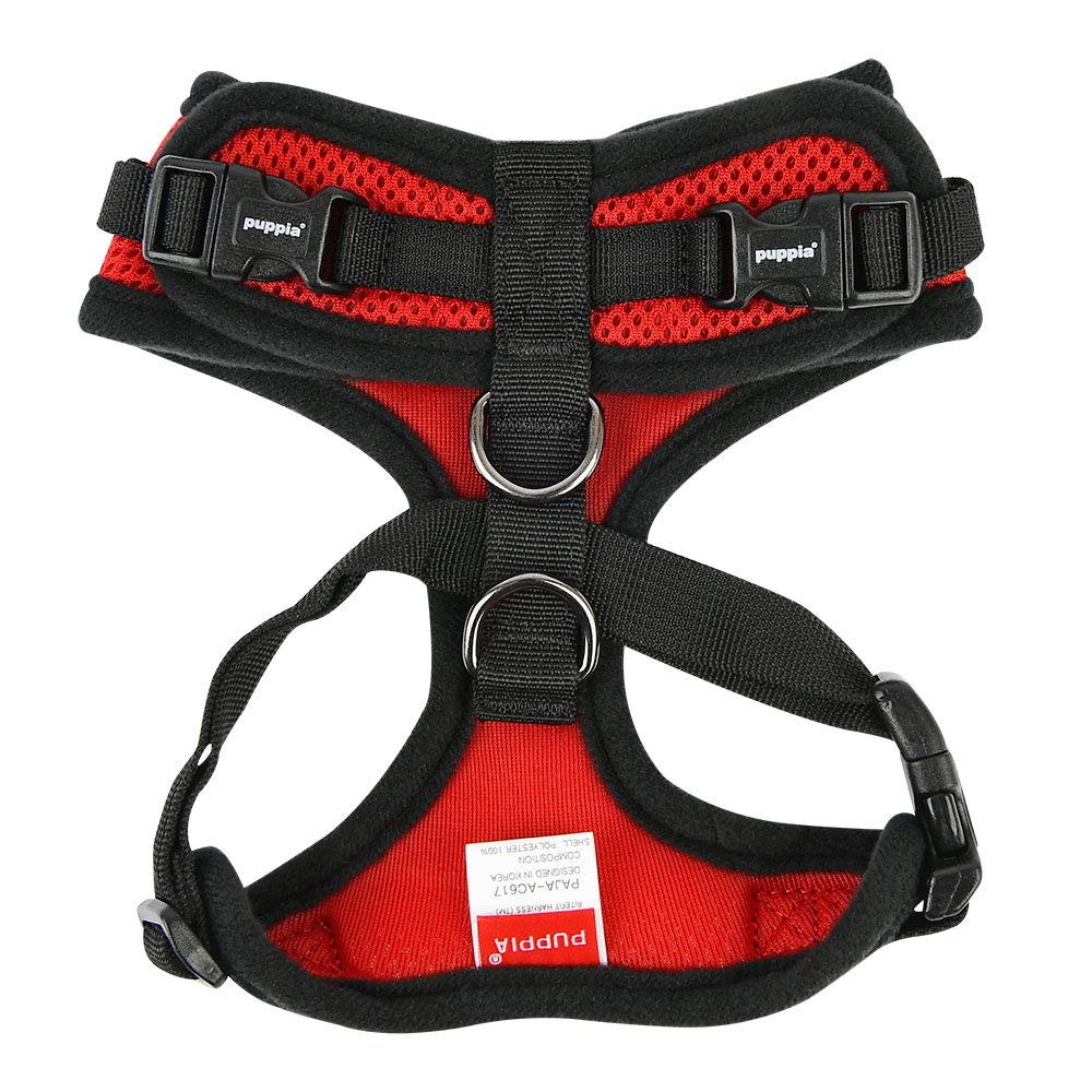Authentic Puppia Ritefit Harness With Adjustable Neck, Red, Small