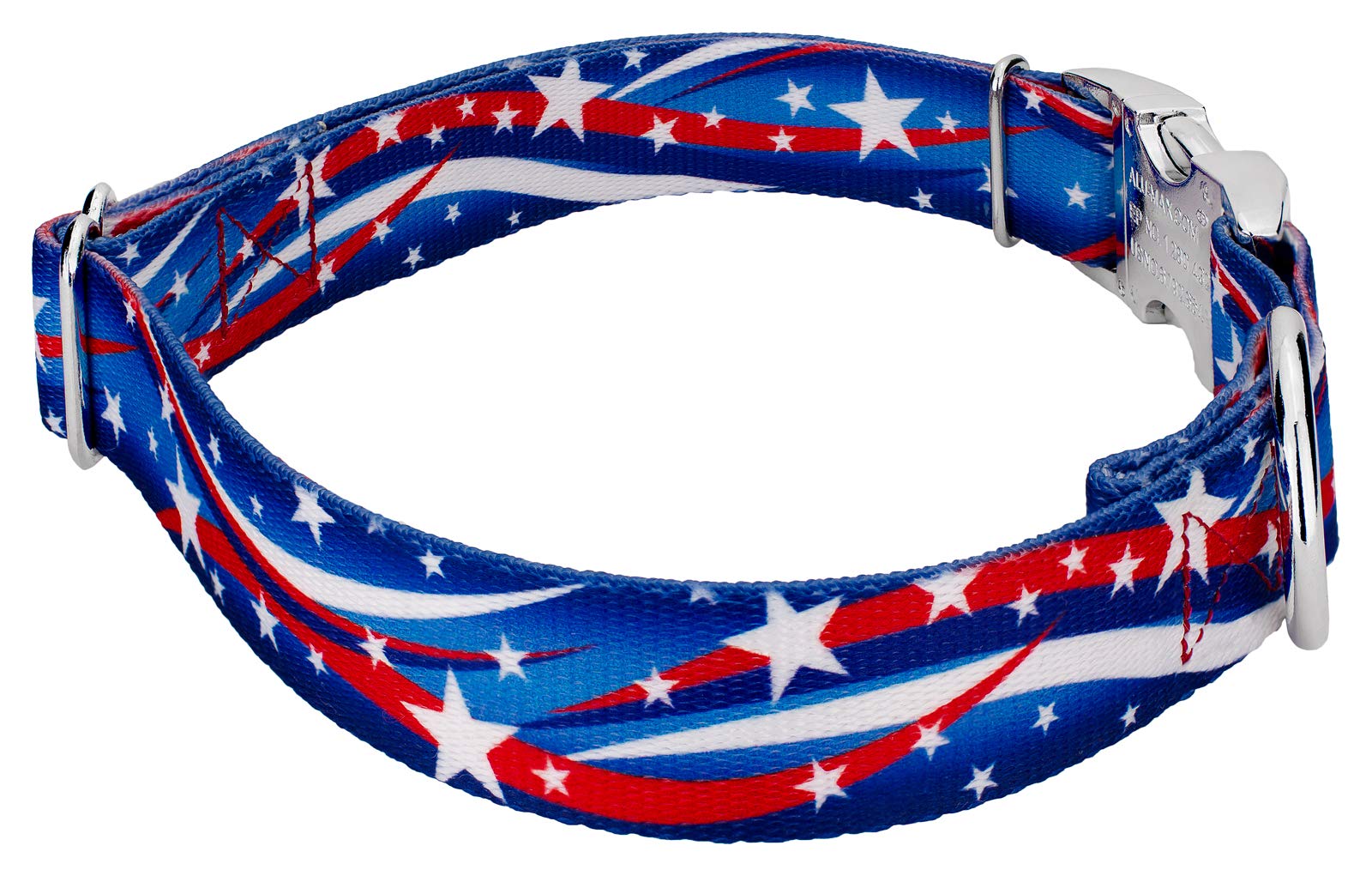 Country Brook Petz - Premium Star Spangled Dog Collar - Americana Collection Featuring Patriotic Designs (1 Inch, Large)