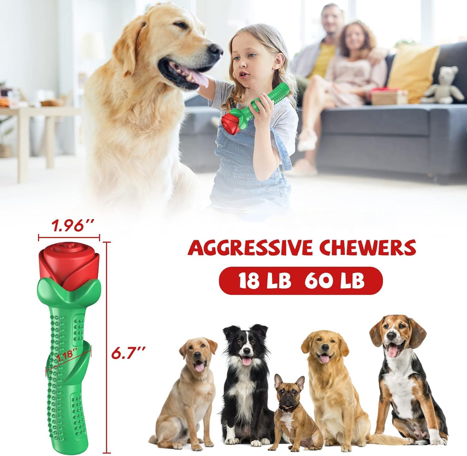 Ucho Dog Toys For Aggressive Chewers, Rose Dog Toy For Small Medium Dogs, Interactive Chew Toys For Training And Cleaning Teeth