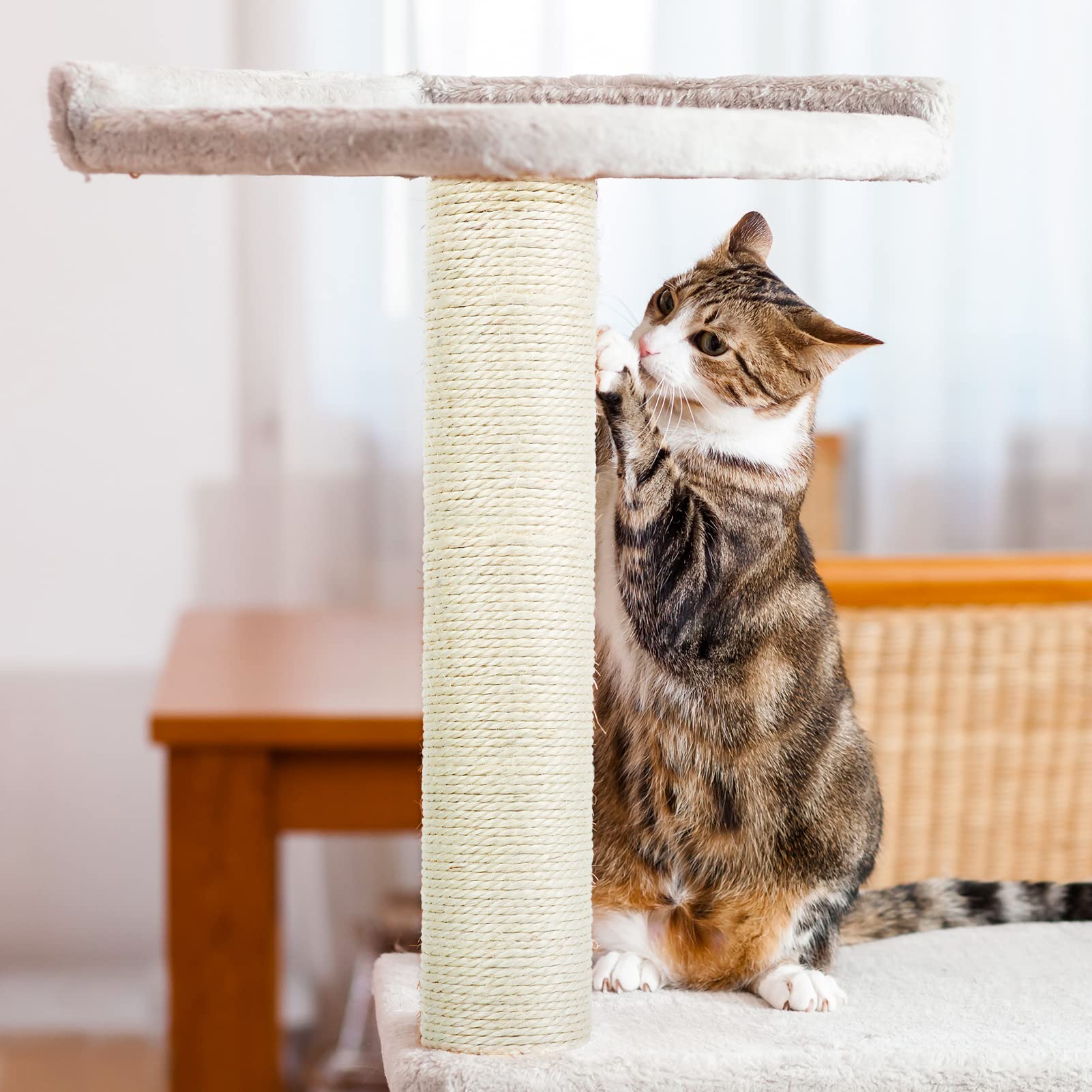 PETUOL Cat Scratching Post Replacement - 15.7" Sisal Pole for Indoor Kittens, M8+White01, Model G500, 4 PCS Set