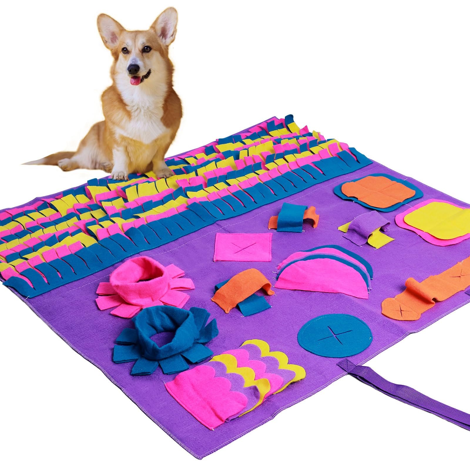 Pjdh 35   X35    Snuffle Mat For Dogs, 3-In-1 Slow Feeder Mat With Anxiety Relief & Iq Training, Extra Large Felt Foraging Mat F