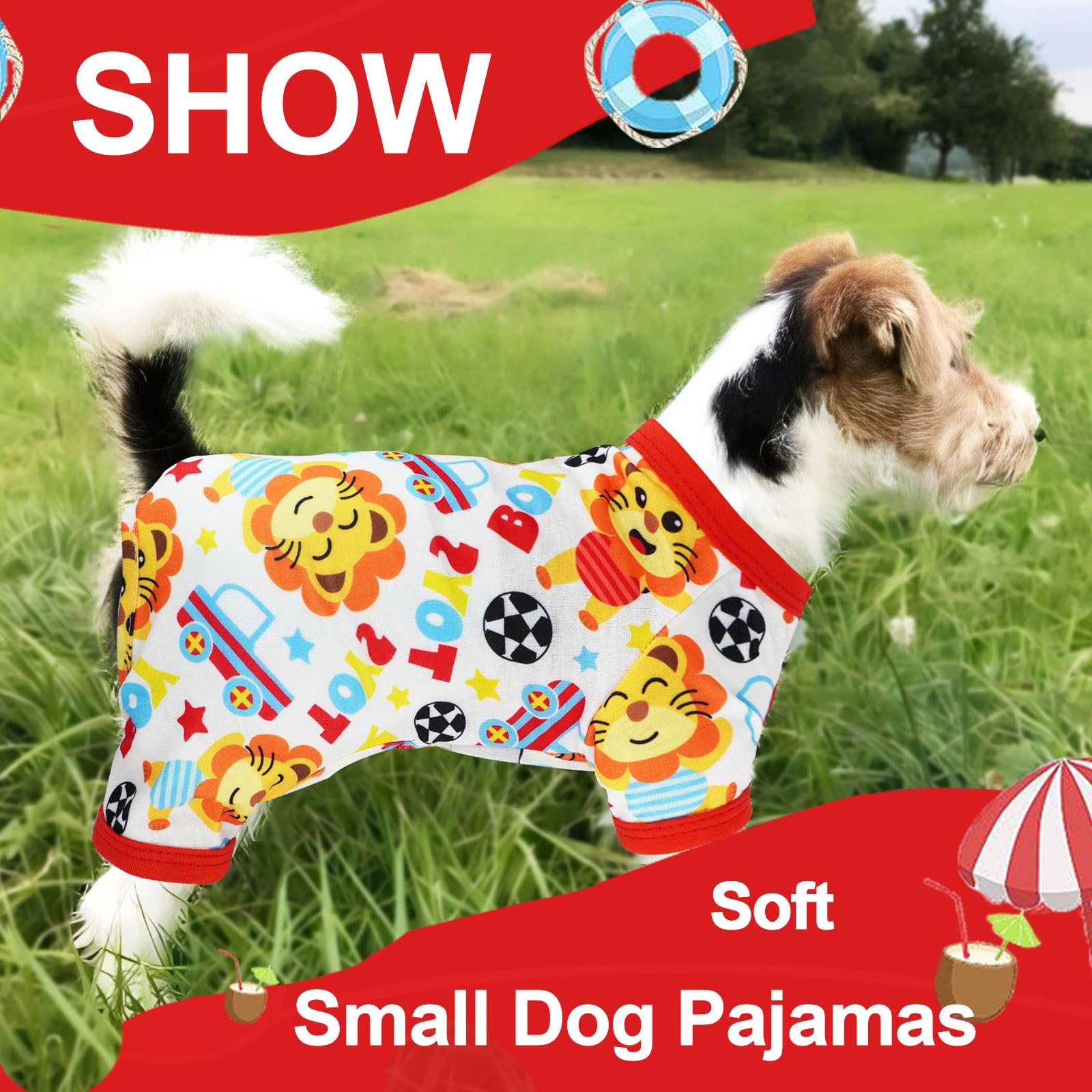 Viunimo Puppy Clothes For Small Dogs - Summer Cute Pajamas, Soft Stretchy Onesies For Boy Girl Dogs, Cat Pet Jammies Outfit (Yel