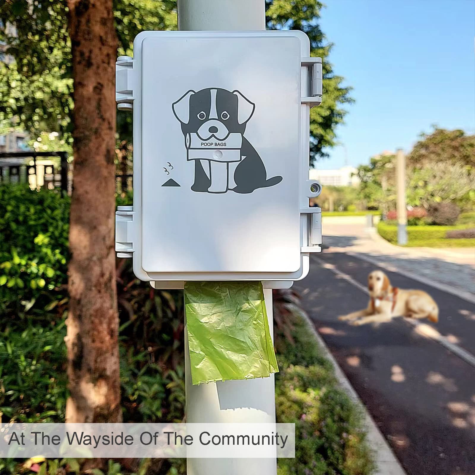 Dog Poop Bag Dispenser Wall Mounted Outside Or Inside Pet Waste Bags Holder Waterproof Screw-On Or Strap-On Doggy Pickup Rolls S