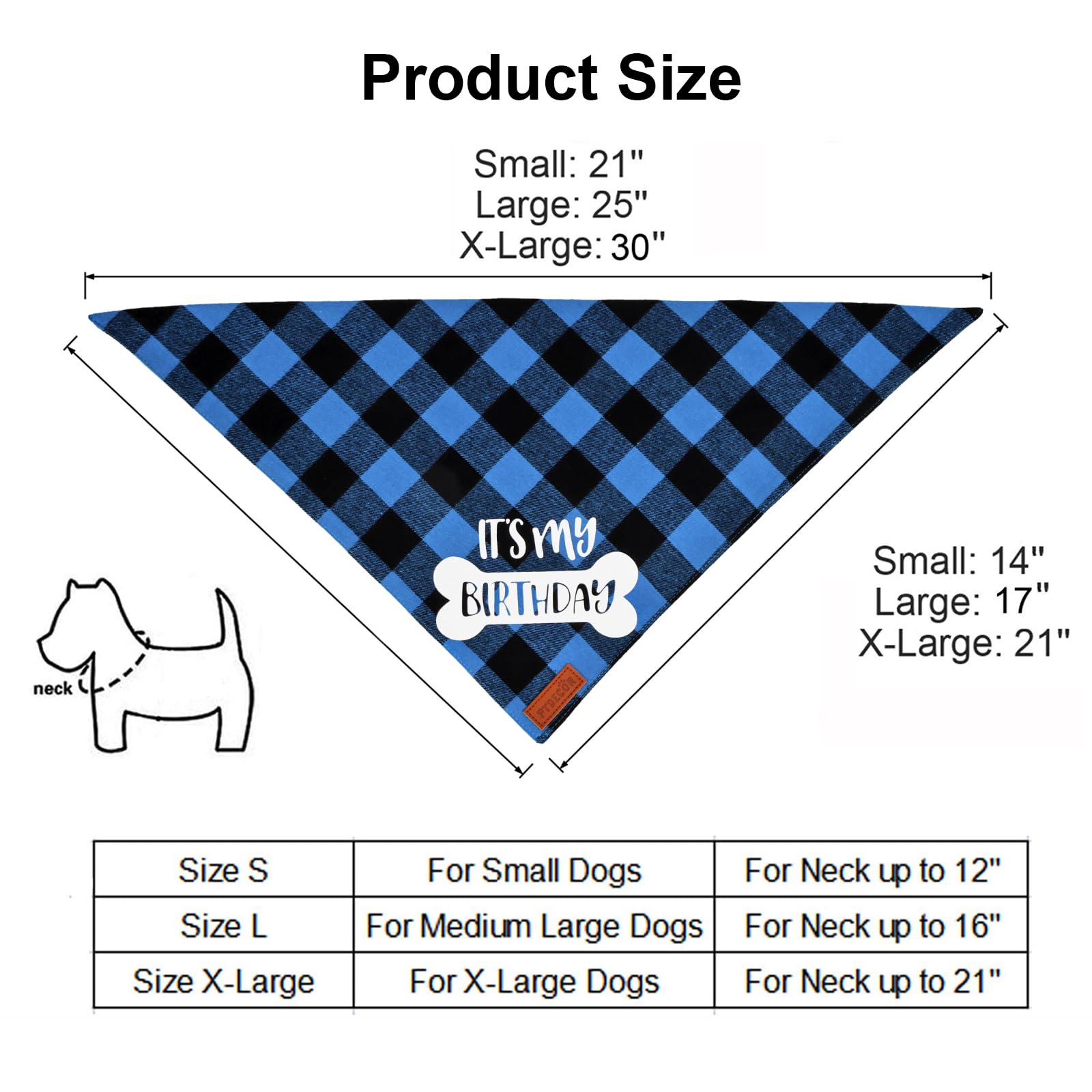 PTDECOR Dog Birthday Party Supplies, Its My Birthday Scarf Blue Plaid Boy Pet Bandana for Small Dogs (Blue, Small)