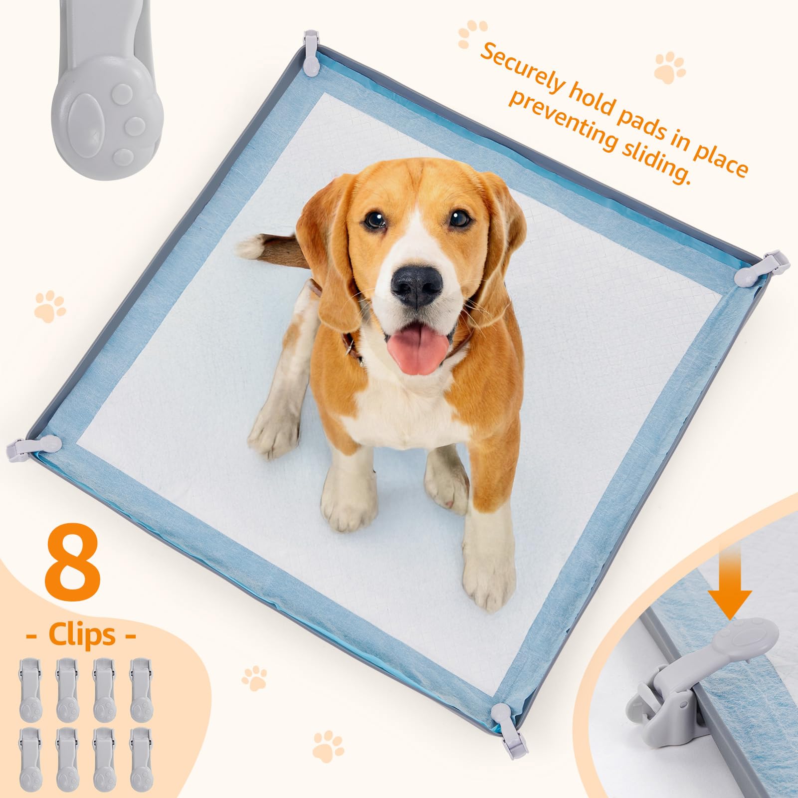 LOOBANI Large Dog Pee Pad Holder - 2 Pack Silicone Puppy Pad Holder - High Edge Dog Potty Tray with 4 Holder Clamps for Puppy Po