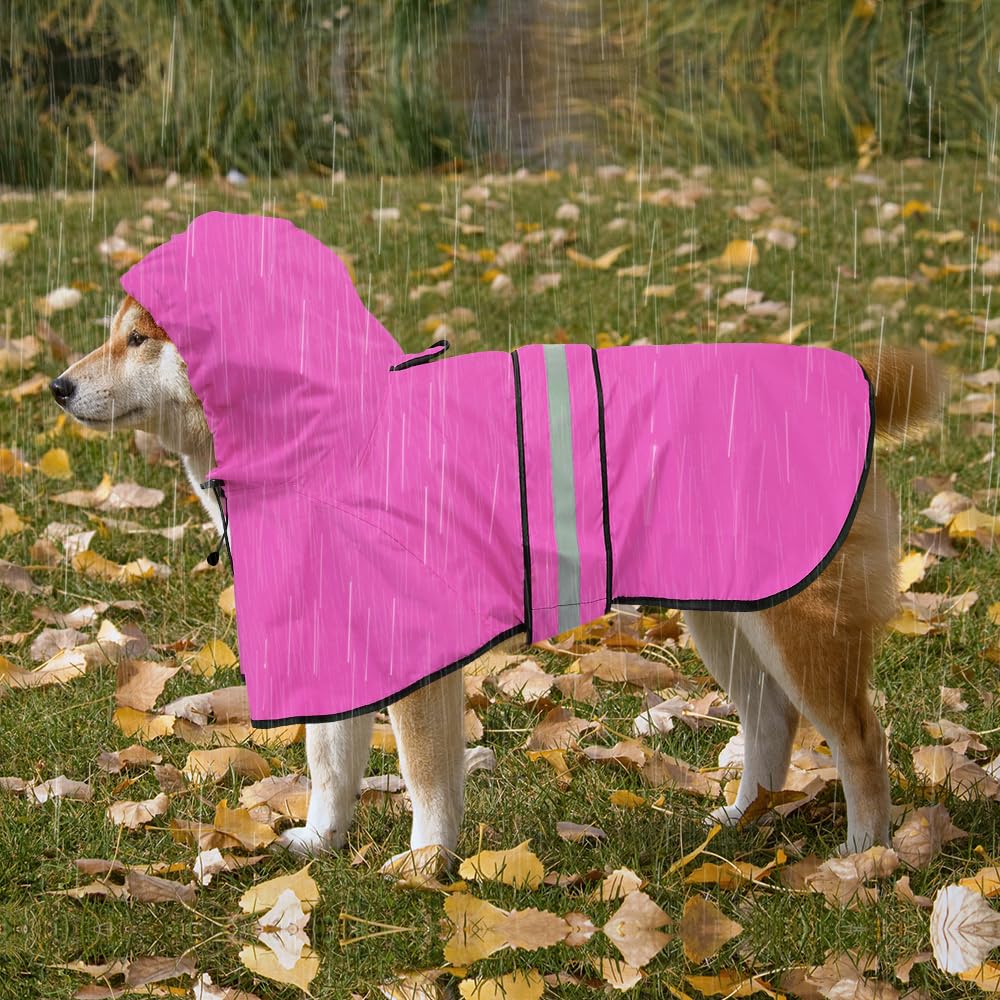 Ezierfy Waterproof Dog Rain Coat - Reflective Adjustable Pet Raincoat Jacket, Lightweight Dog Hooded Poncho Raincoats For Small