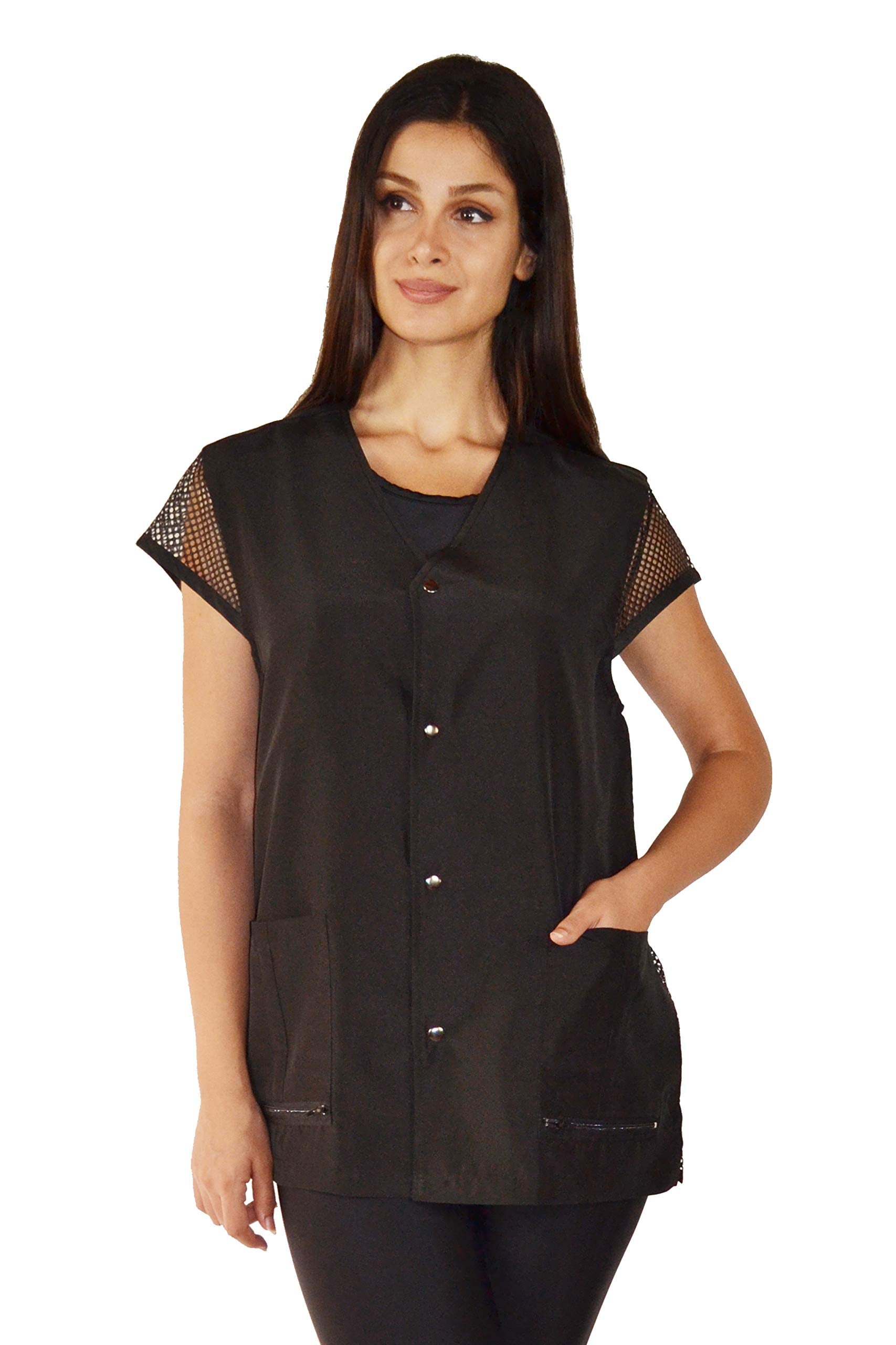 Ladybird Line Mesh Back Groomer Jacket Ideal For Pet Groomers, Stylist, Barbers Water Resistant - Size Xl Black