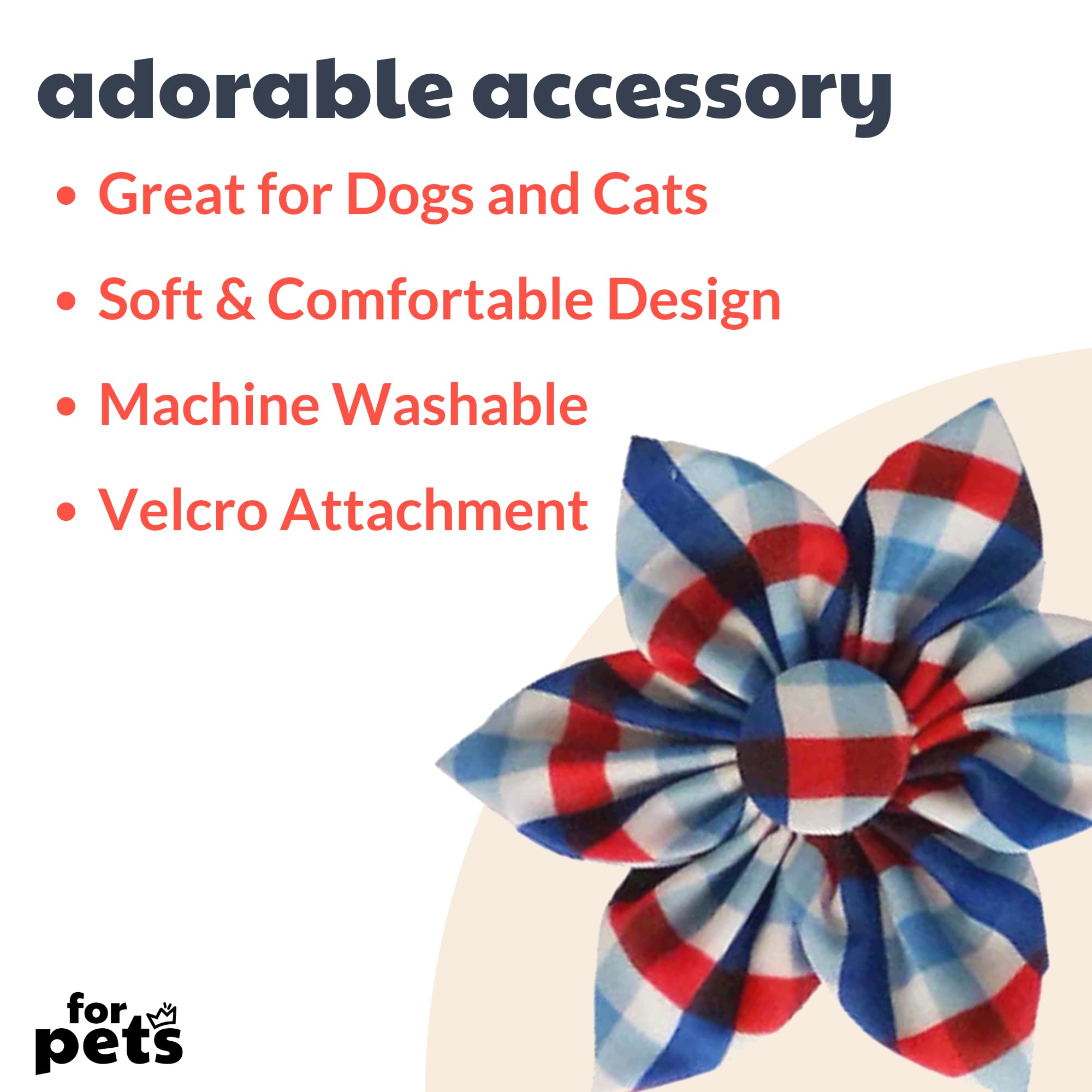 Huxley & Kent Pet Pinwheel | Picnic Check (Small) | 4Th Of July Collar Accessory For Dogs/Cats | Bow Collar Attachment | Cute, C