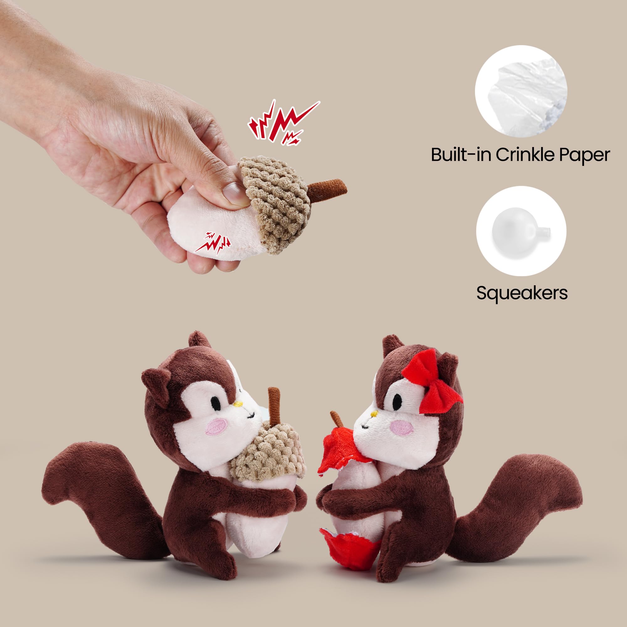 Nocciola Squirrel Dog Squeaky Toys-Hide And Seek Plush Dog Toys, Small Dog Toys For Boredom, Christmas Dog Toys For Small And Me