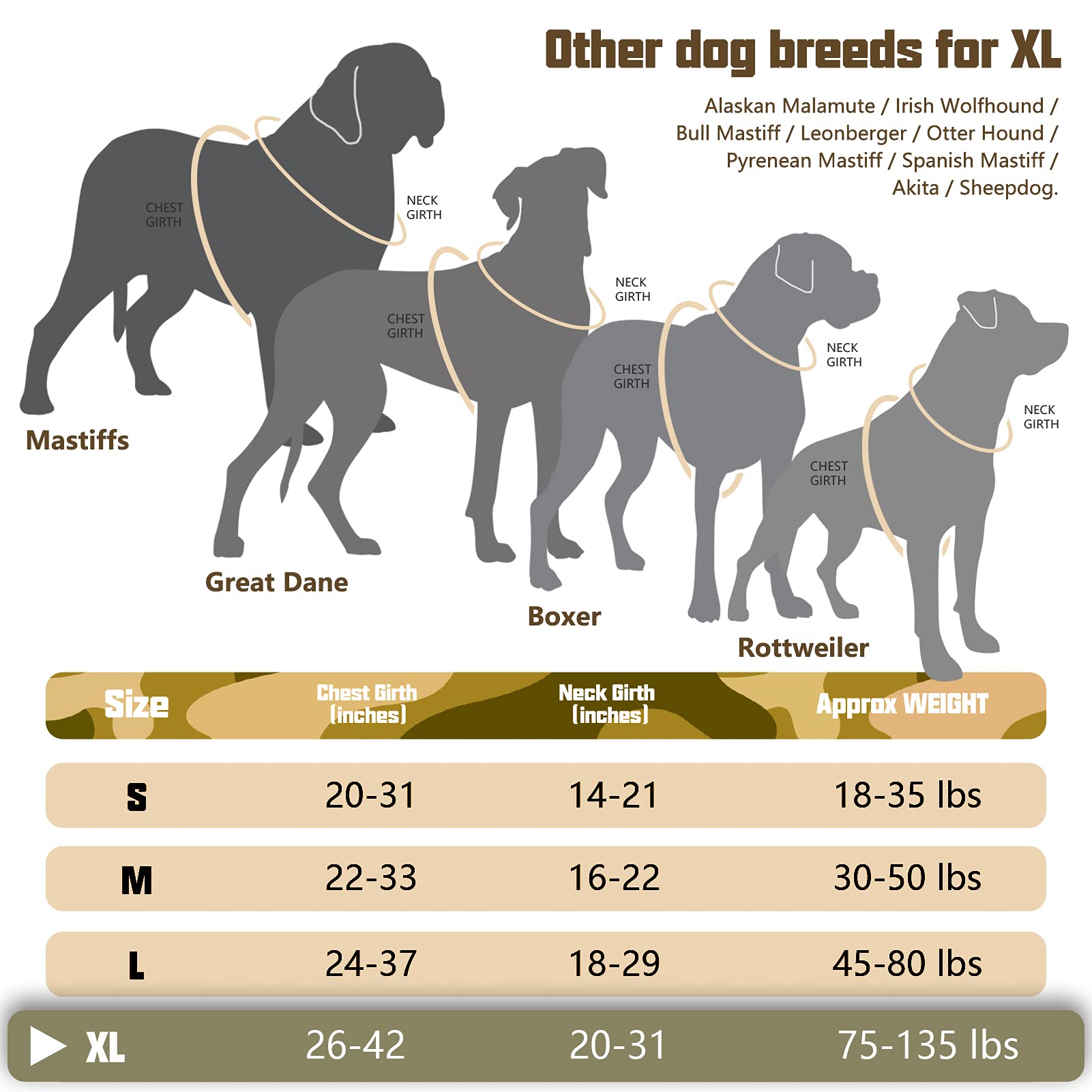 Auroth Tactical Dog Harness For Large Dogs No Pull Adjustable Pet Harness Reflective K9 Working Training Easy Control Pet Vest Military Service Dog Harnesses Desert Camo Xl