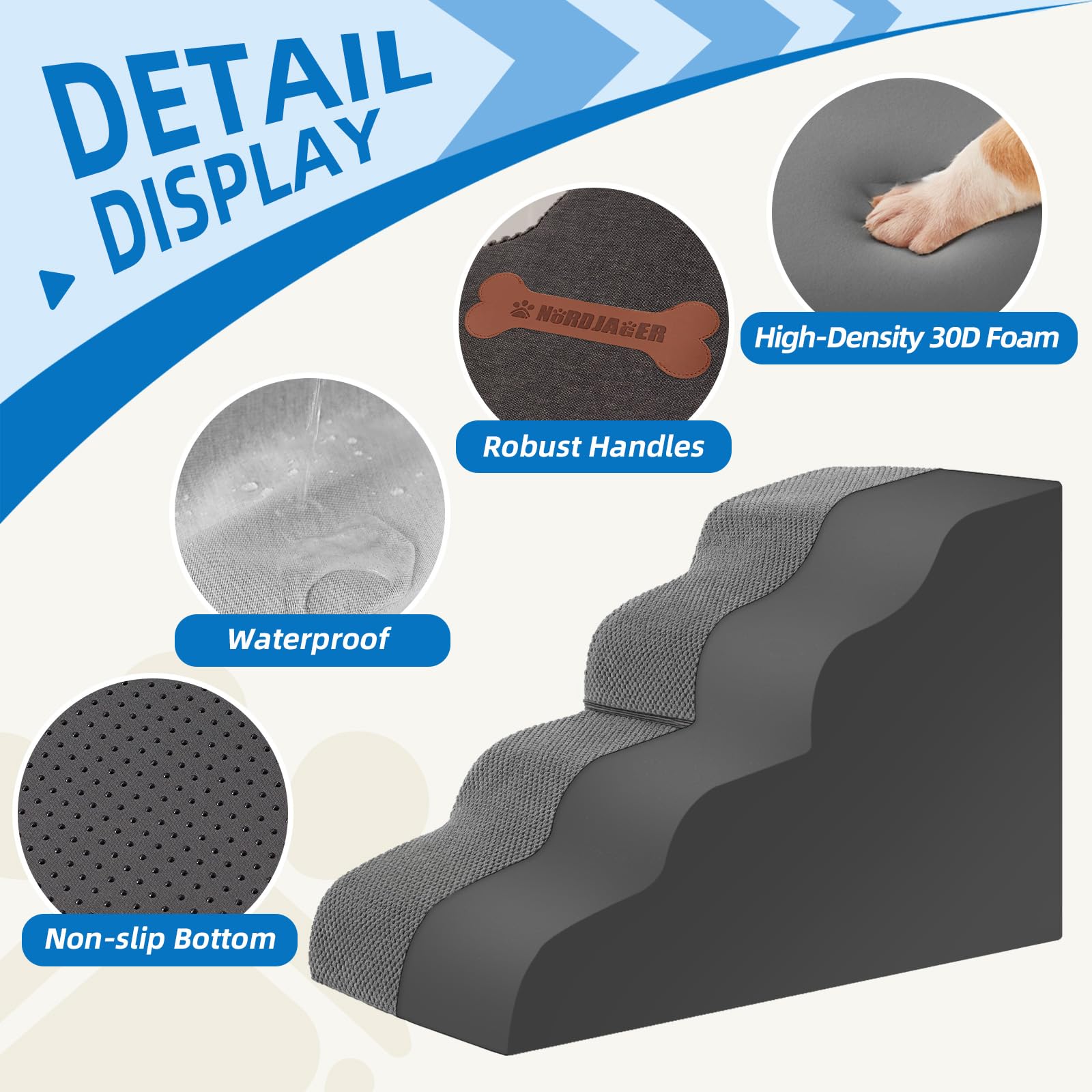 Dog Stairs For Small Dogs And Cats, 2 Steps Pet Stairs To Get On Couch Sofa And Chair, Indoor Non-Slip Balanced Portable Pet Ste