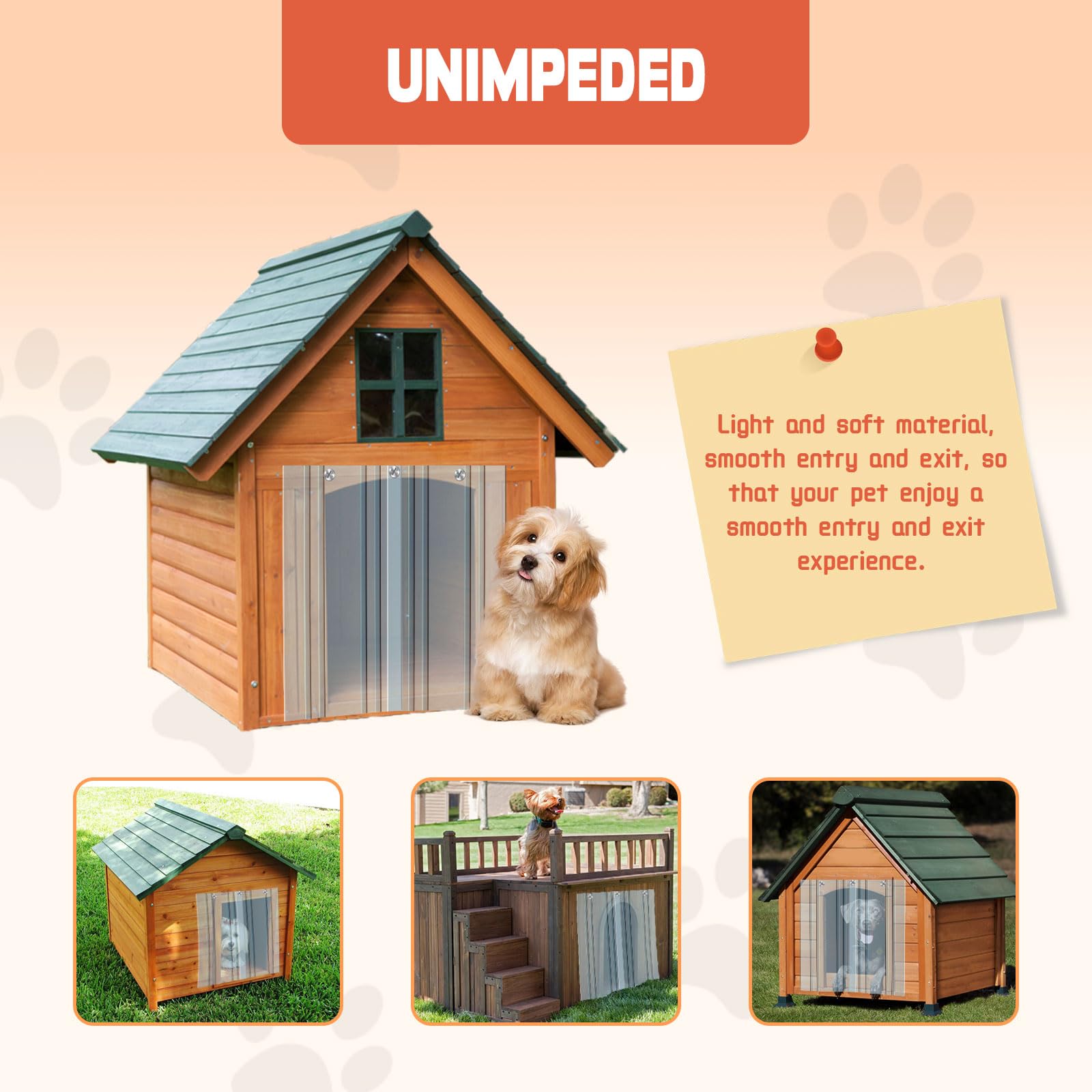 Dog Door Replacement Flaps, Doghouse or Kennel Door Flap, Pet Products and Supplies,Safe Plastic Vinyl Strip for DIY Doghouse or