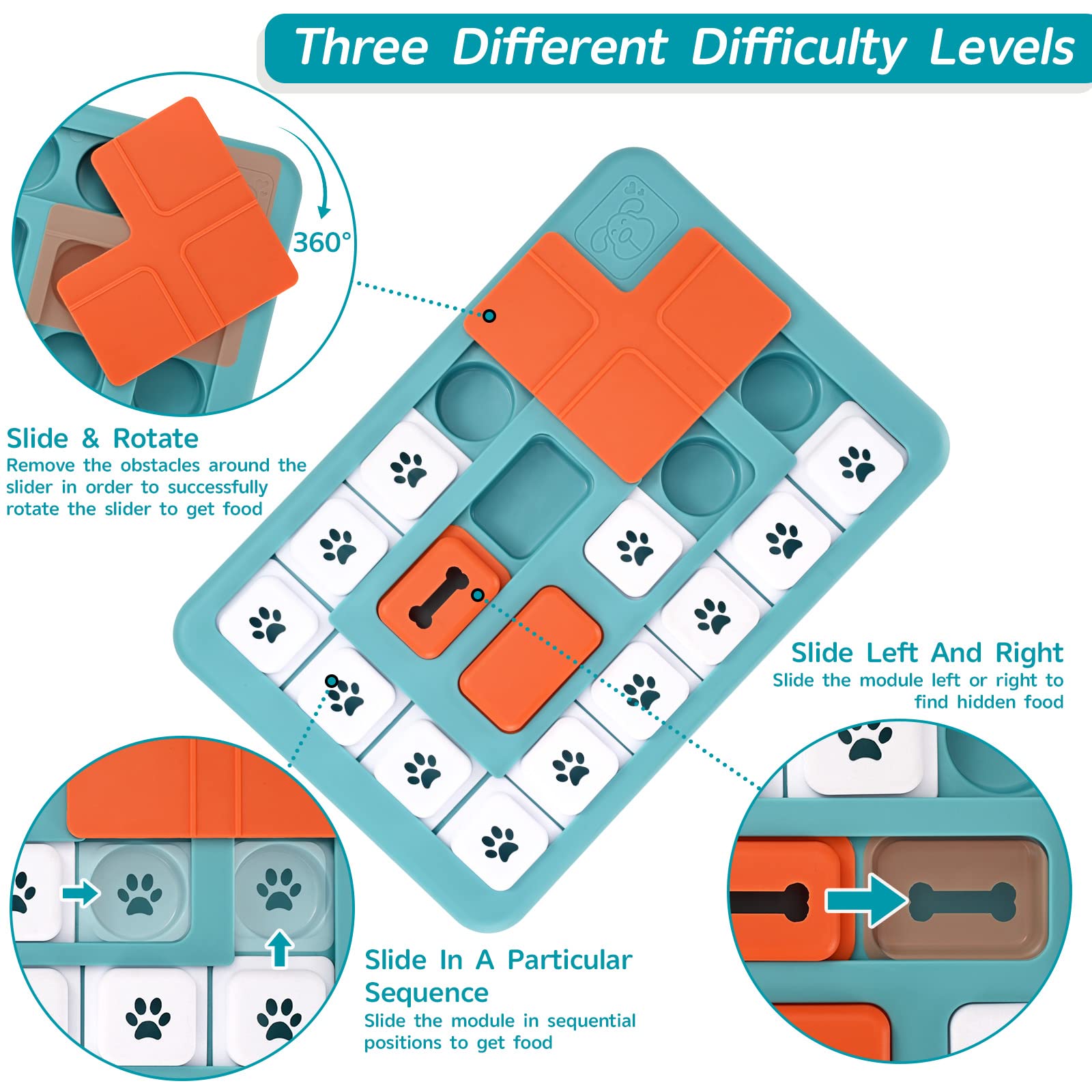 FOXMM Dog Puzzle Toys for Large Medium Small Dogs,Interactive Dog Toys for IQ Training & Mental Stimulating,Dog Enrichment Toys