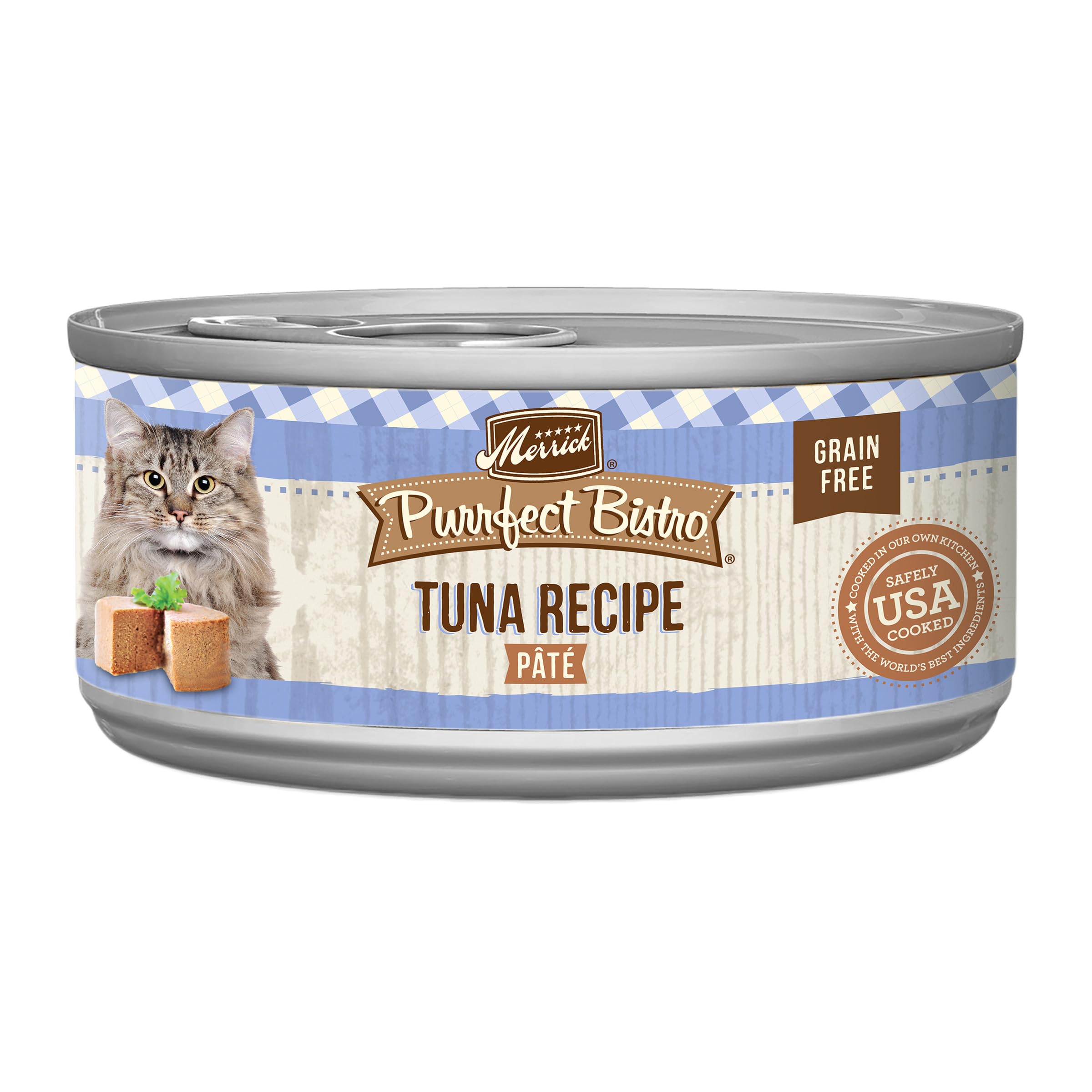 Merrick Purrfect Bistro Grain Free Premium Soft Canned Pate Adult Wet Cat Food, High Protein Tuna Recipe - (Pack of 24) 3 oz. Ca