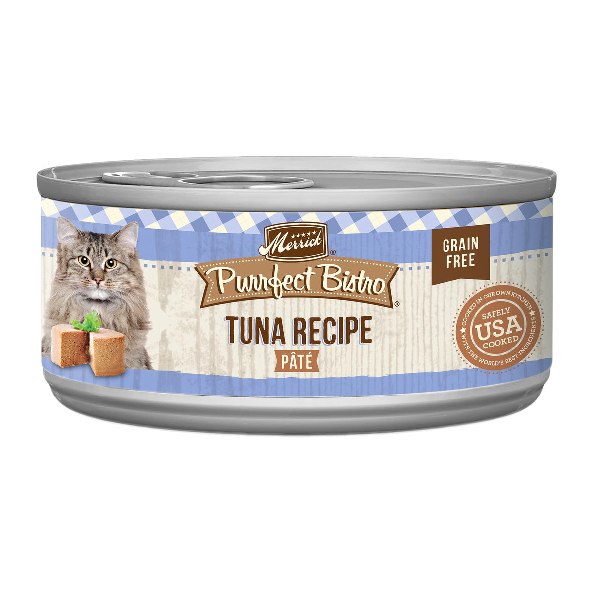 Merrick Purrfect Bistro Grain Free Premium Soft Canned Pate Adult Wet Cat Food, High Protein Tuna Recipe - (Pack Of 24) 3 Oz. Cans