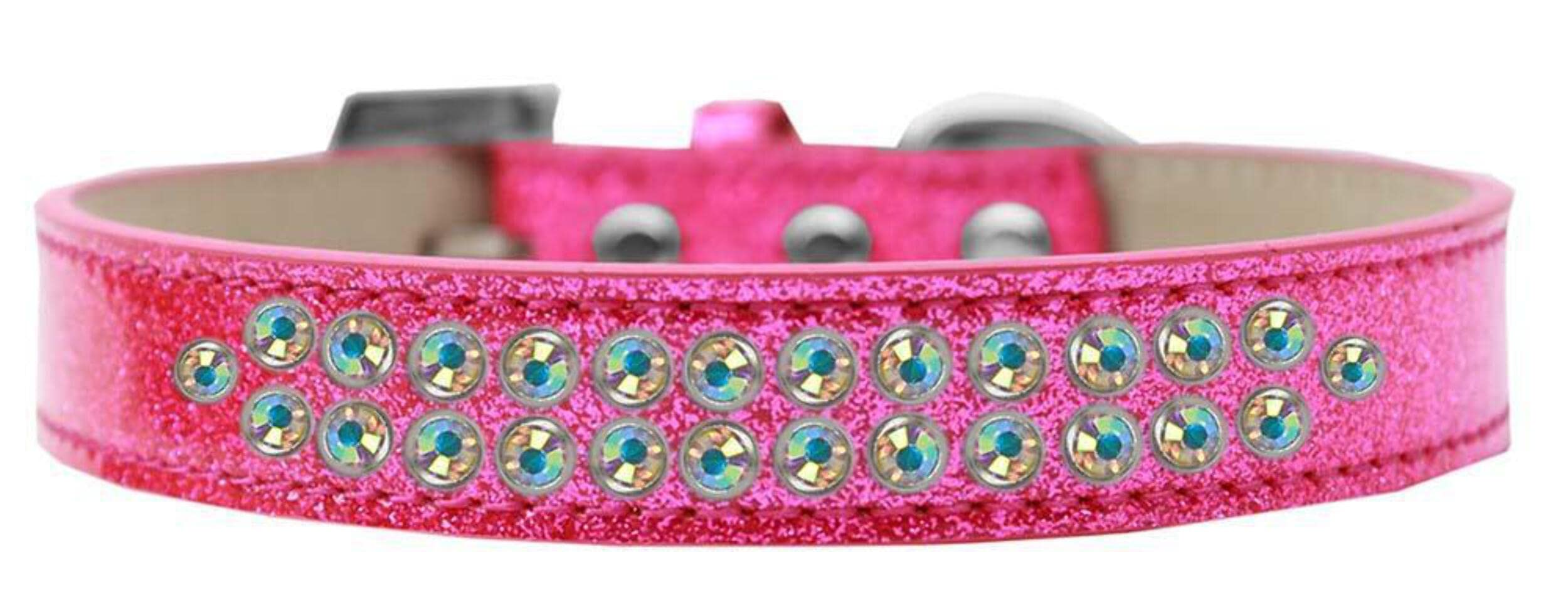Mirage Pet Products Two Row AB Crystal Red Ice Cream Dog Collar, Size 12