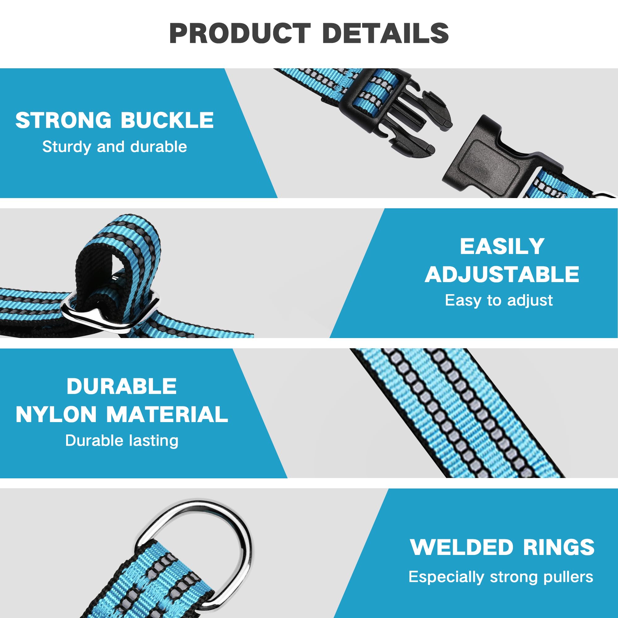 Hikiko Martingale Dog Collars Reflective Nylon Dog Collar With Quick Release Buckle Adjustable Training No Slip Dog Collar (Smal