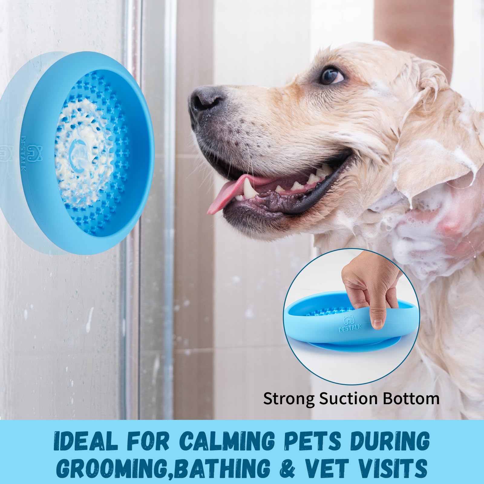 Dog Lick Bowl, Bestalk Anxiety Relief Slow Feeder Dog Lick Mat Treat Dispenser, Non-Slip Dogs Licking Bowl Enrichment Toys, BPA