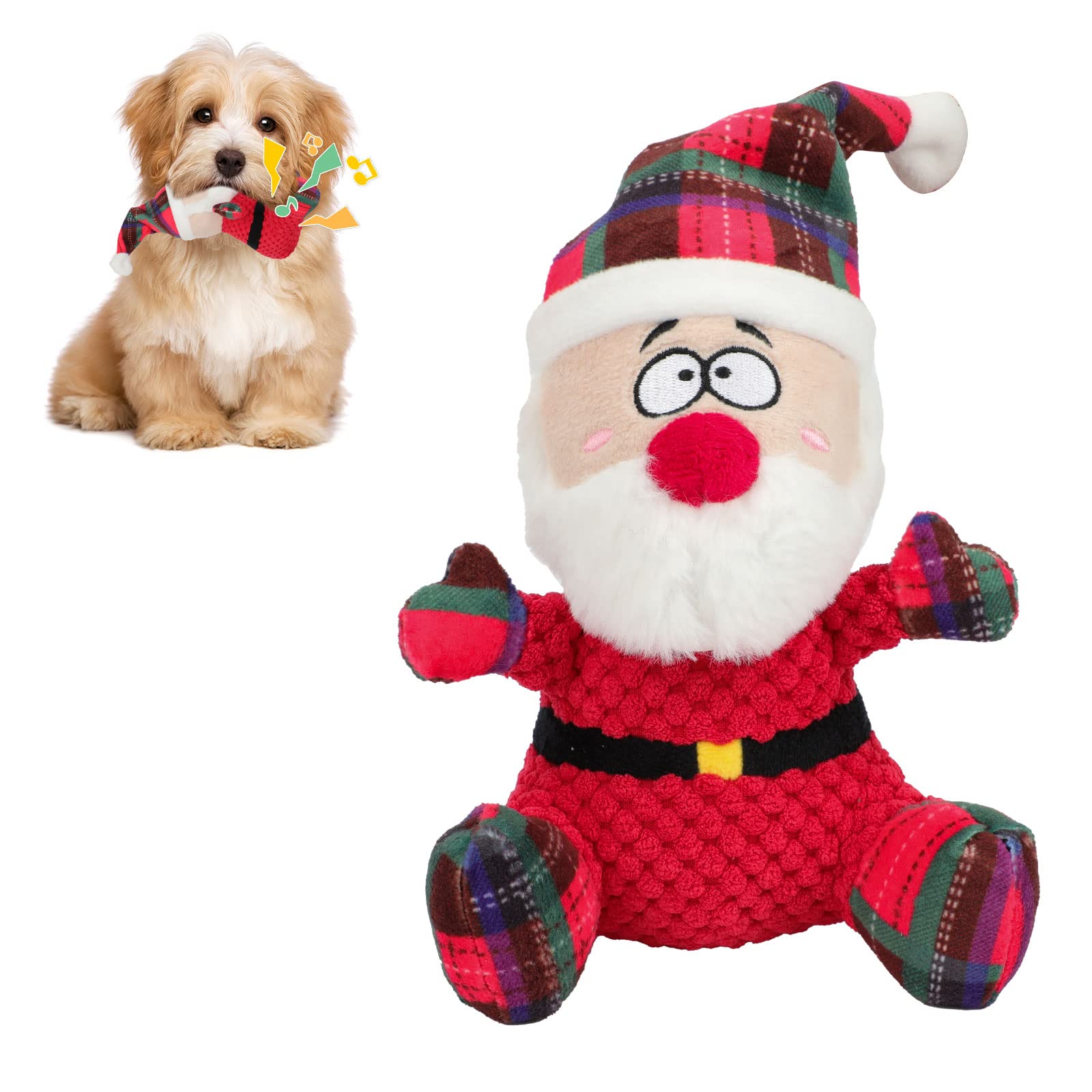 Rypet Pet Christmas Toy Dog Stuffed Squeaky Toys Puppy Durable Plush Toy Santa Dog Toys For Medium Small Dogs