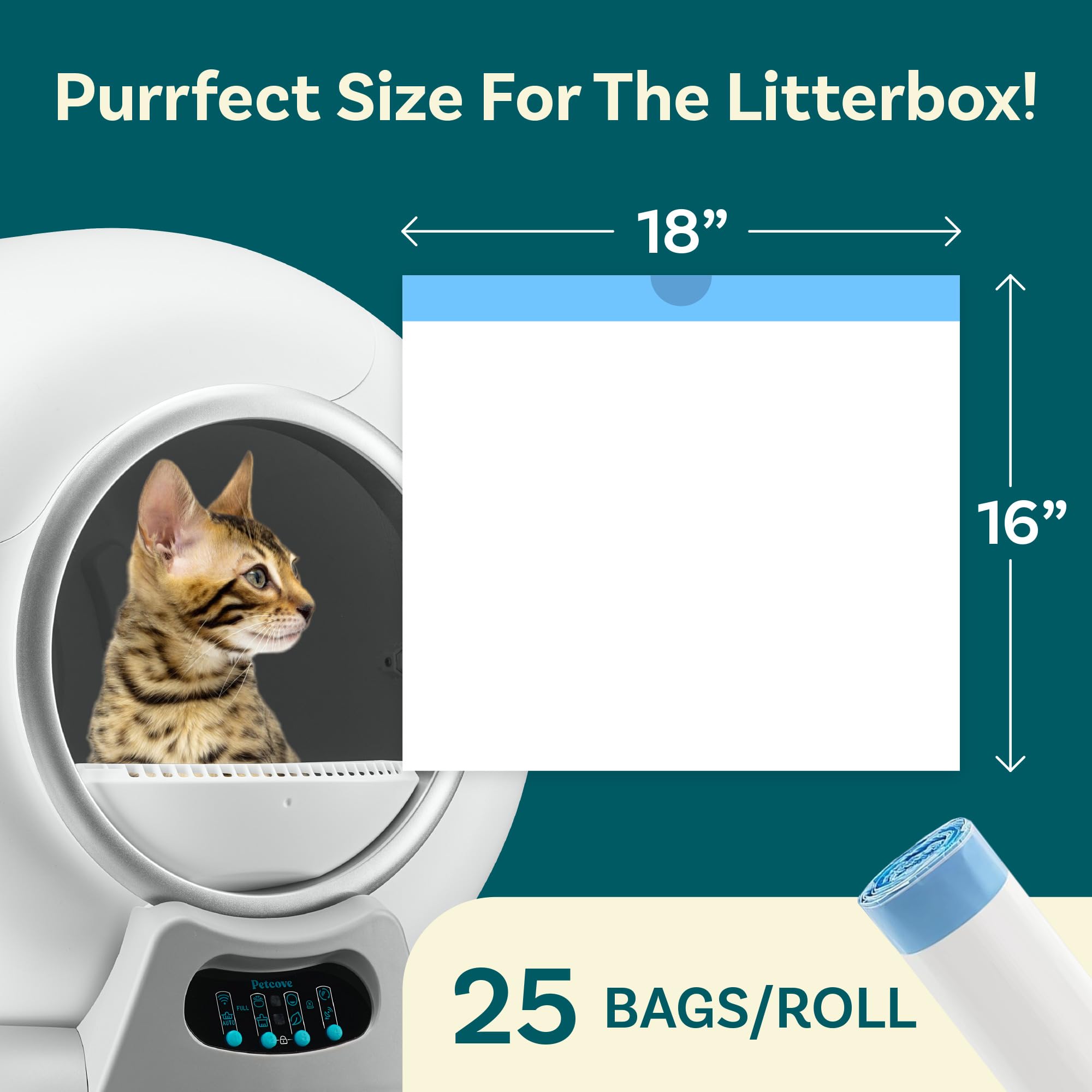 Self Cleaning Cat Litter Box Bags Liners Cat Litter Bags Liners & Durable Litter Box Liners - 75 Count Odor Control & Leakproof