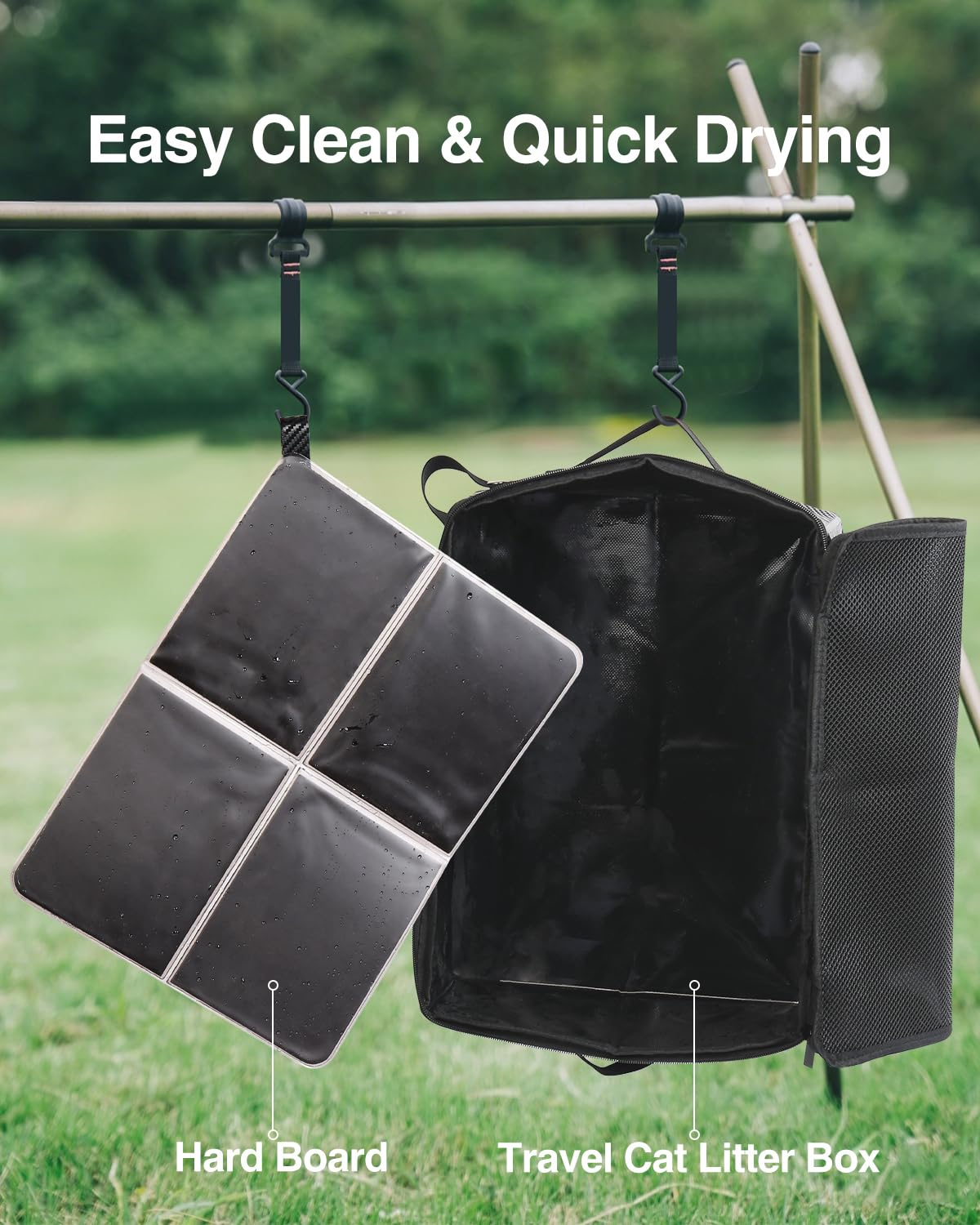 Luxtude Collapsible Travel Litter Box for Cats - Waterproof, Smell-Proof, Medium, Black