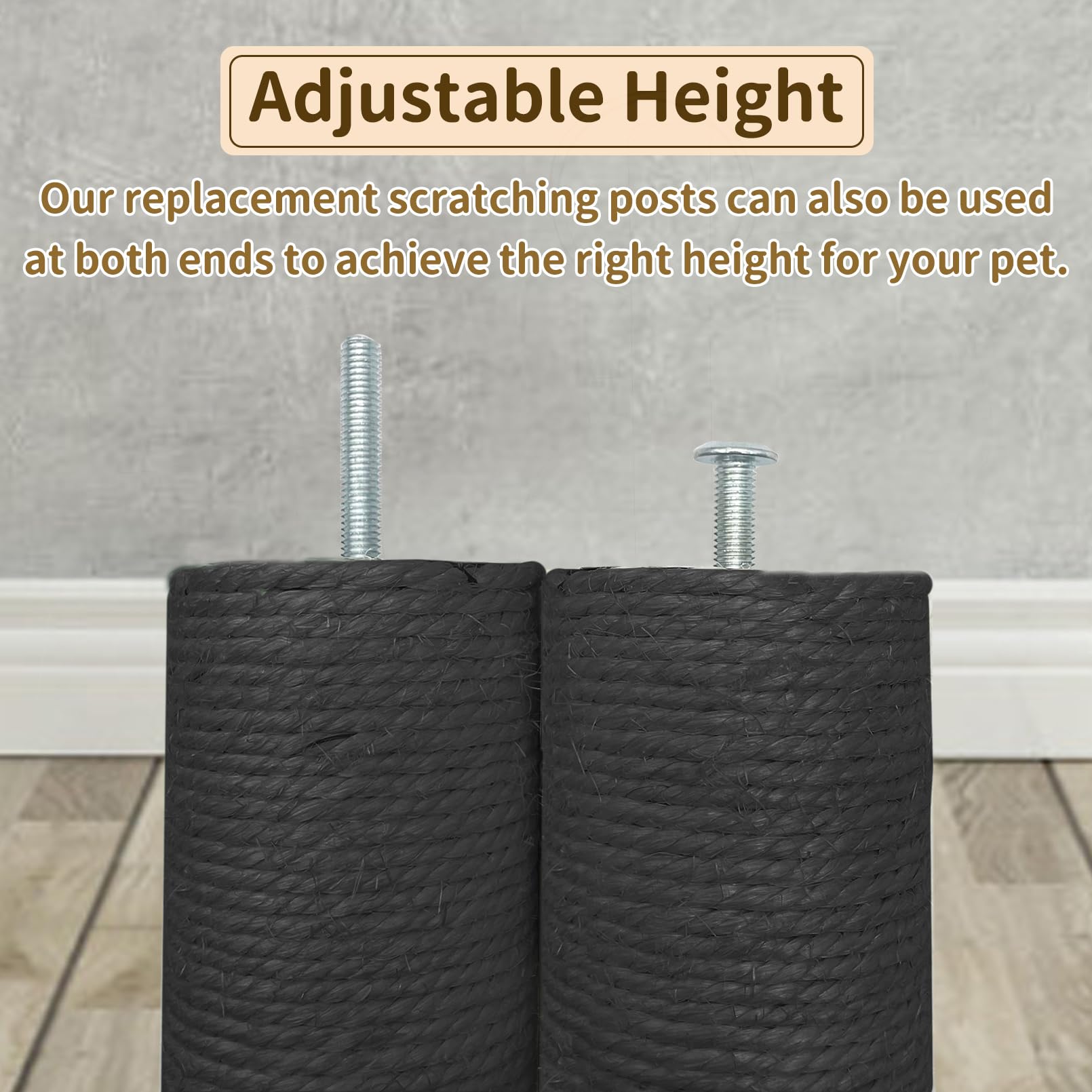 Fhiny 2Pcs Cat Scratching Post Replacement, 15.7Inch M8 Natural Sisal Cat Scratch Post With Cat Self Groomer Refill Pole Parts K