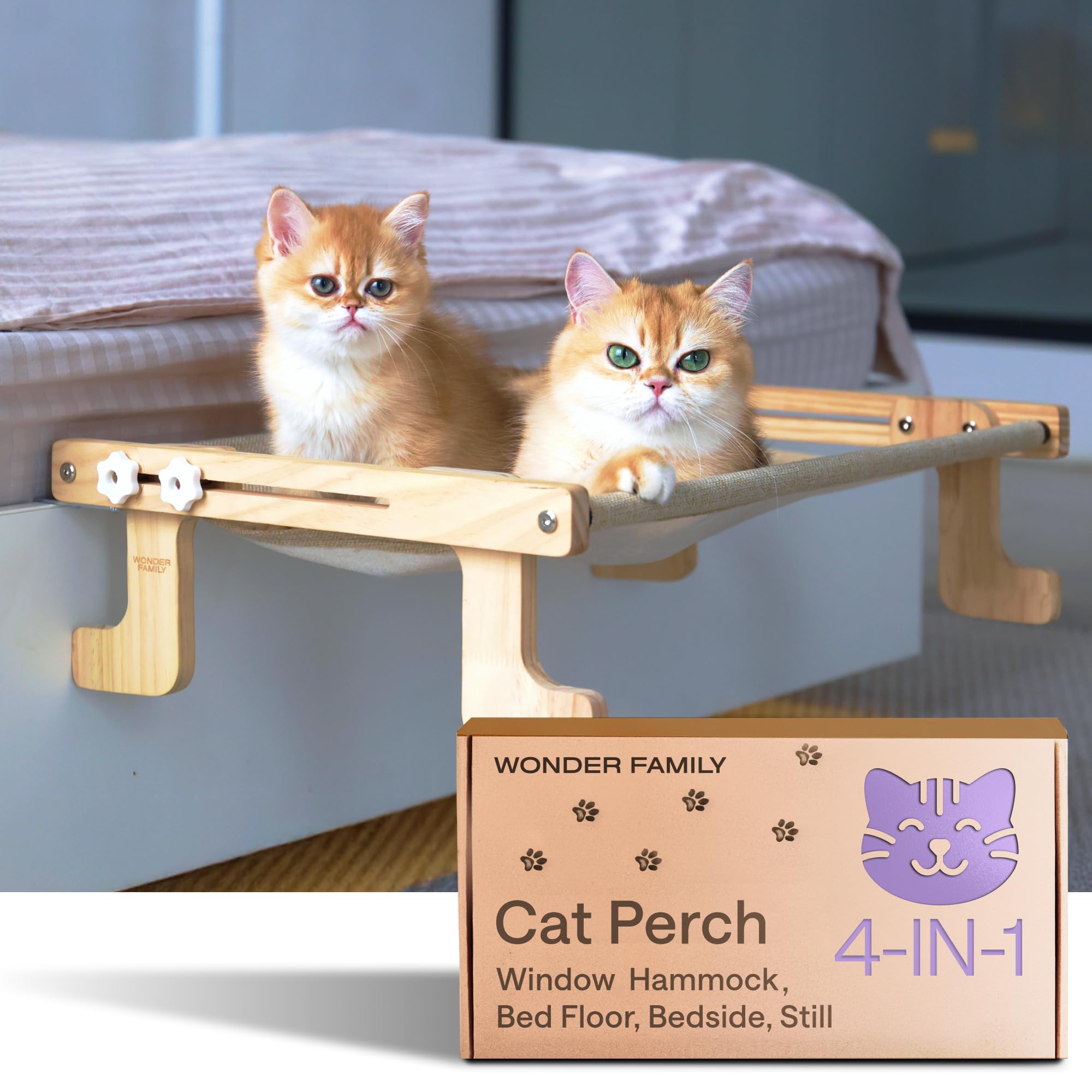 Foldable Cat Window Perch For Cats Inside - 4-In-1 Cat Bed For Shelf, Windowsill, Wall, Floor - 4 Heavy Duty Suction Cups, Sturd