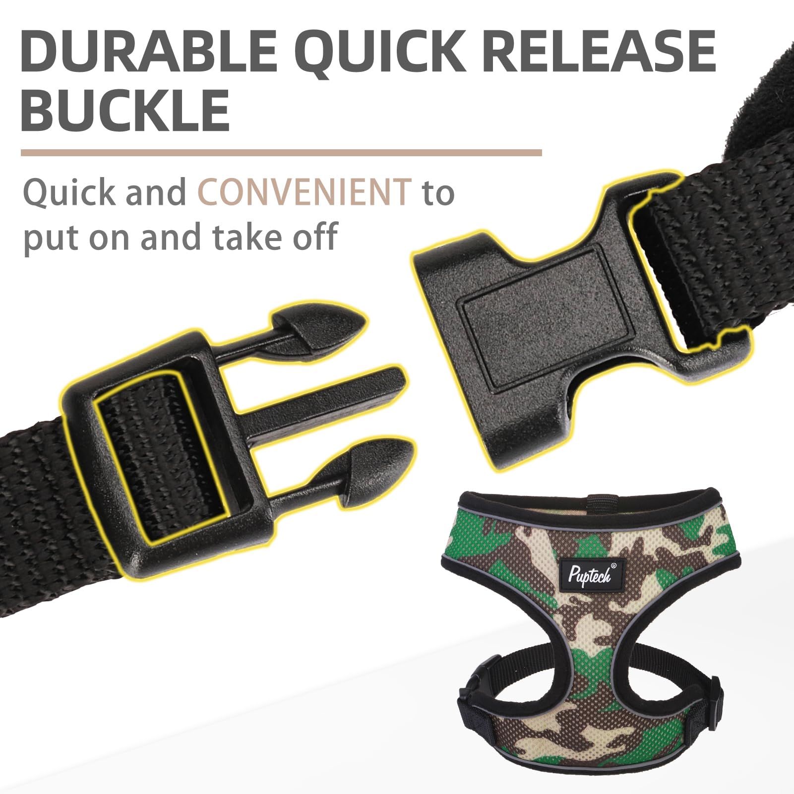 Pupteck Soft Mesh Dog Harness And Leash Set Pet Puppy Cat Comfort Padded Vest No Pull Harnesses, Camouflage, M