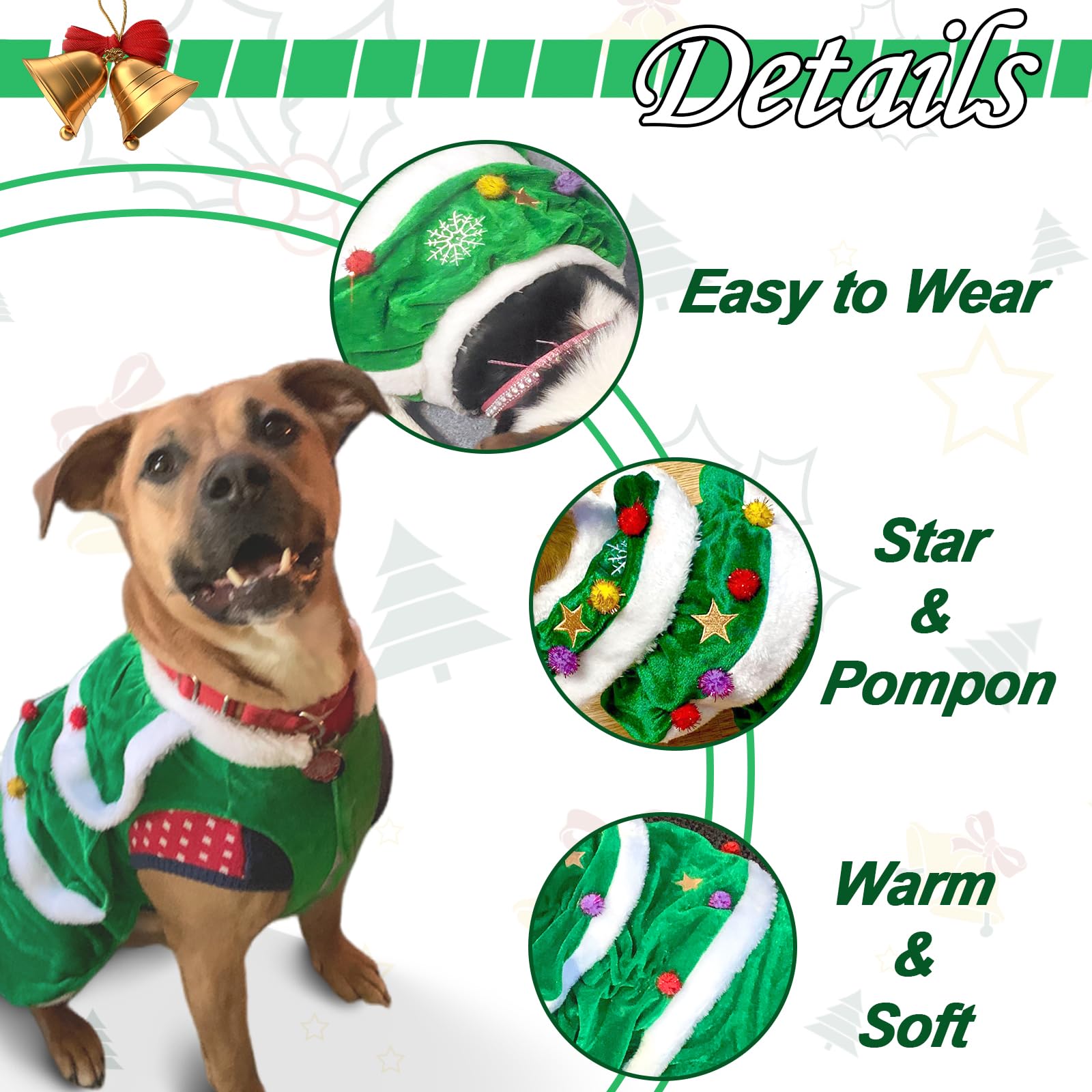 WORDERFUL Dog Christmas Tree Dress - Cute and Warm Dog Costume (L)
