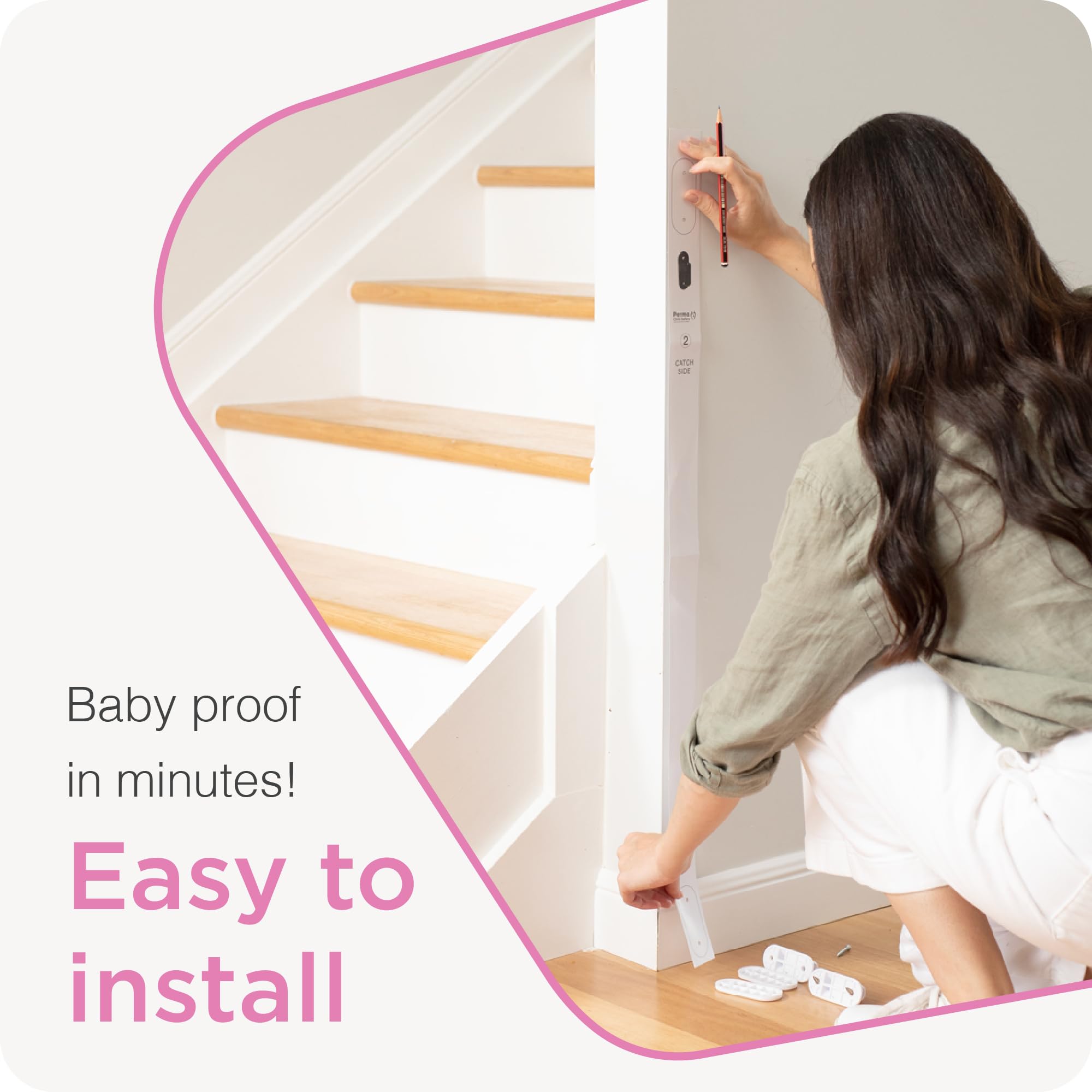 Retractable Baby Gate Perma Child Safety 33' Tall X 55” Wide, Mesh, For Stairs, Doorways, Dogs, Pets, Indoor, Outdoor, One-Handed Operation, Locking, Easy Install, Hardware Mount, Black